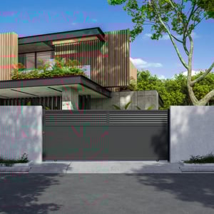 Portail coulissant aluminium Serra gris, L.400 x H.163.4 cm