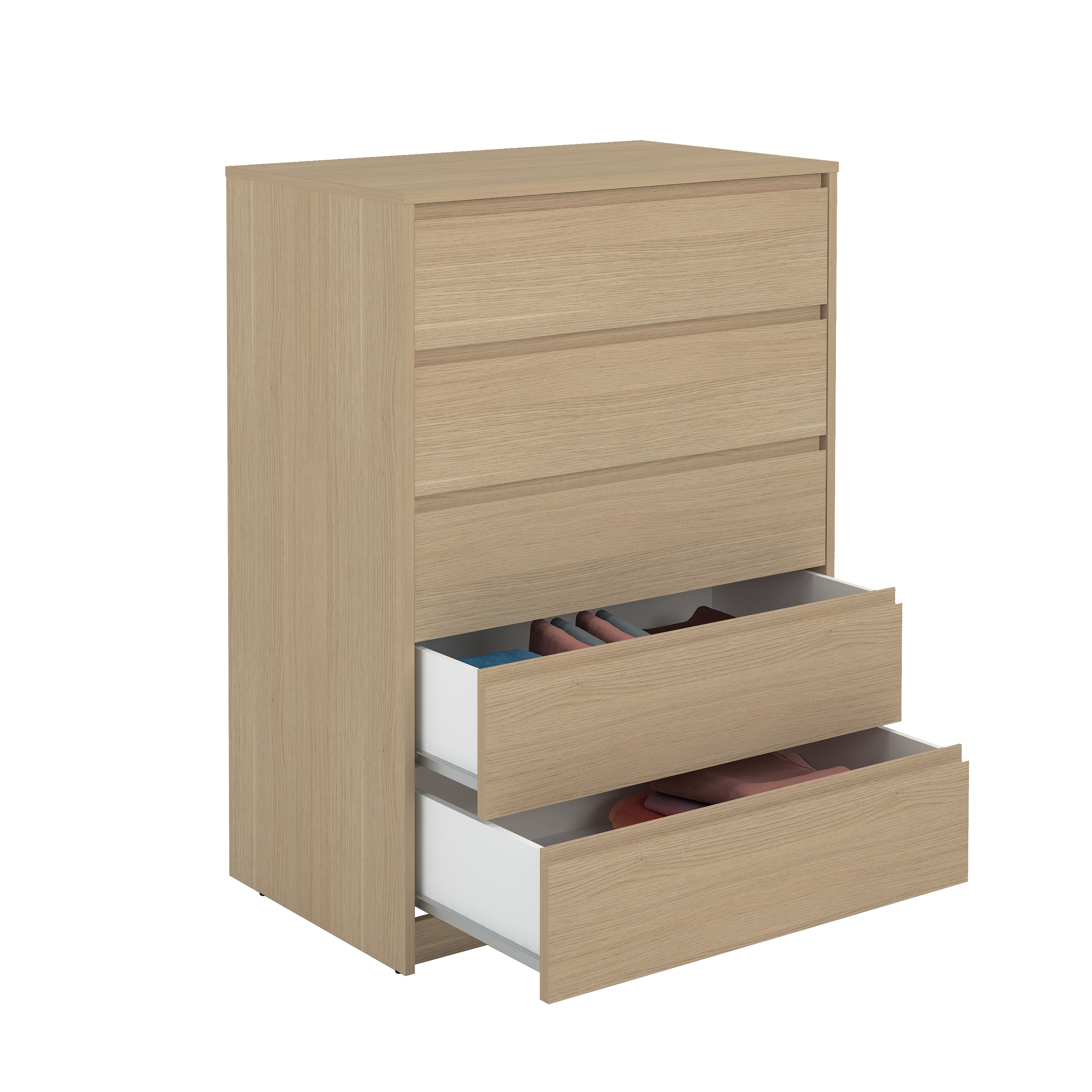 Cómoda Home Tera roble con 5 cajones de 80x109x48 cm - 4