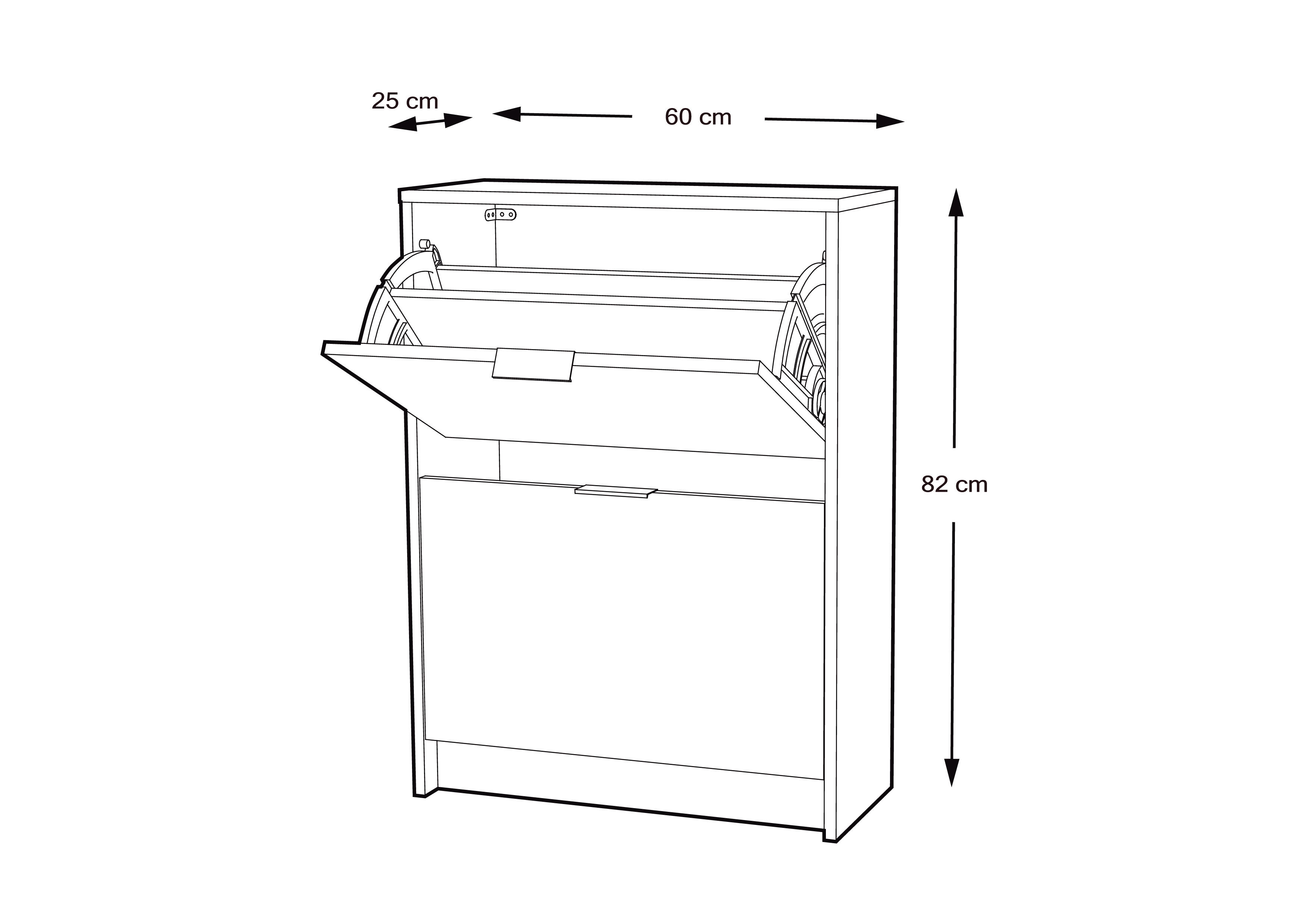 Zapatero One con 2 compartimentos para 10 pares en melamina color roble natural 60.2x82x25 cm - 2