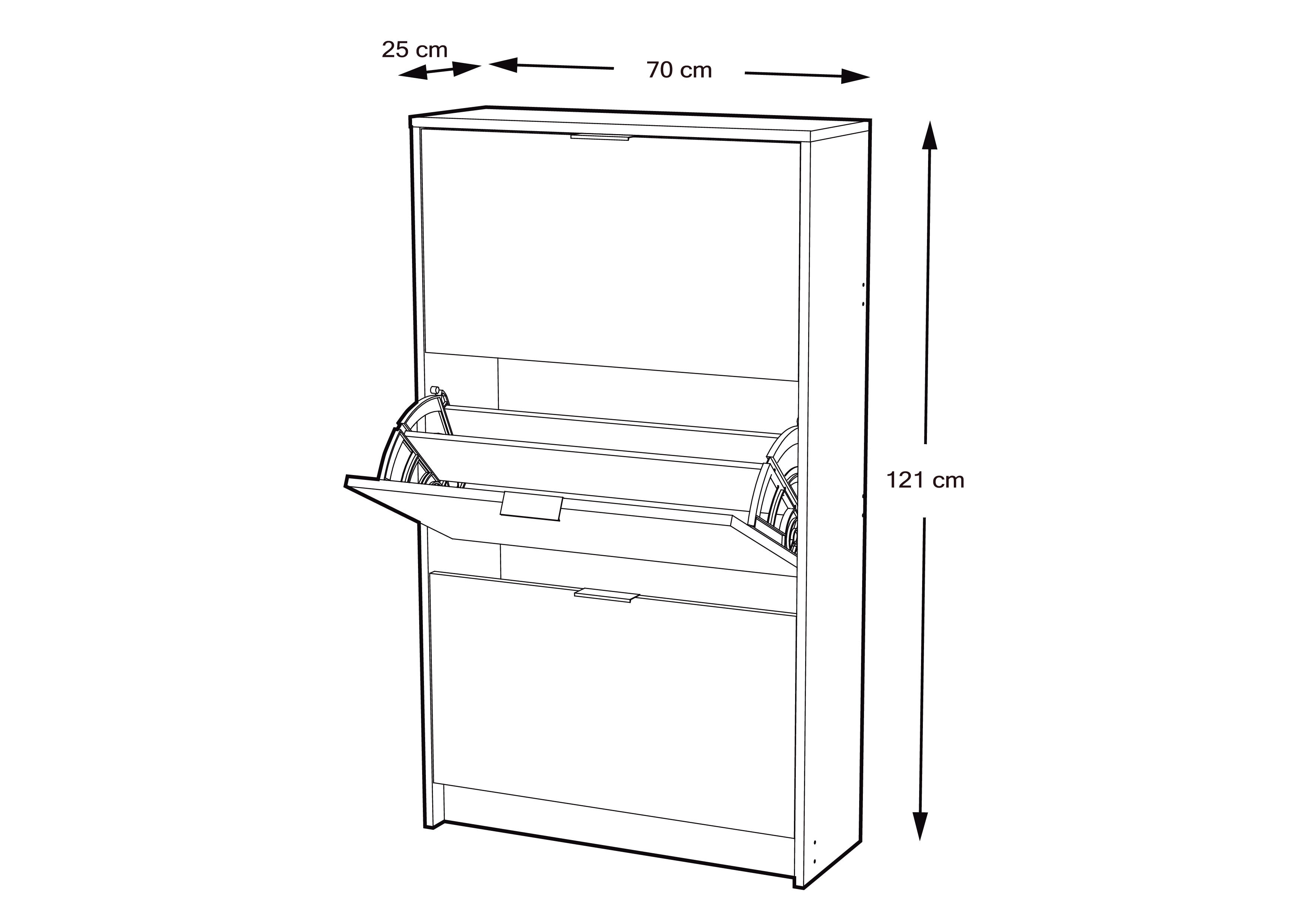 Zapatero One con 2 compartimentos para 18 pares en melamina color blanco 70x120x25 cm - 2