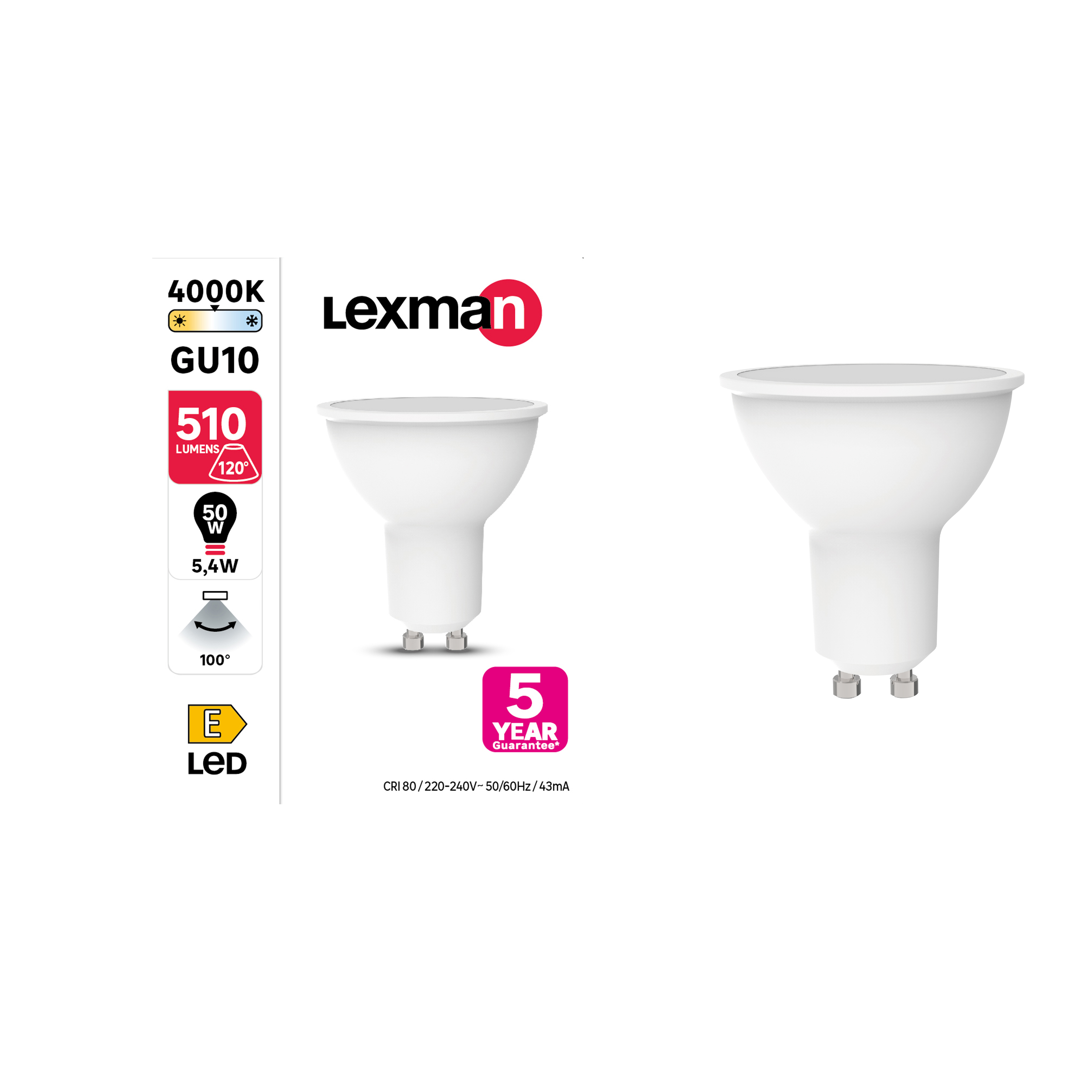 Żarówka LED GU10 5,4 W = 50 W 510 lm Neutralna biel Lexman - 7