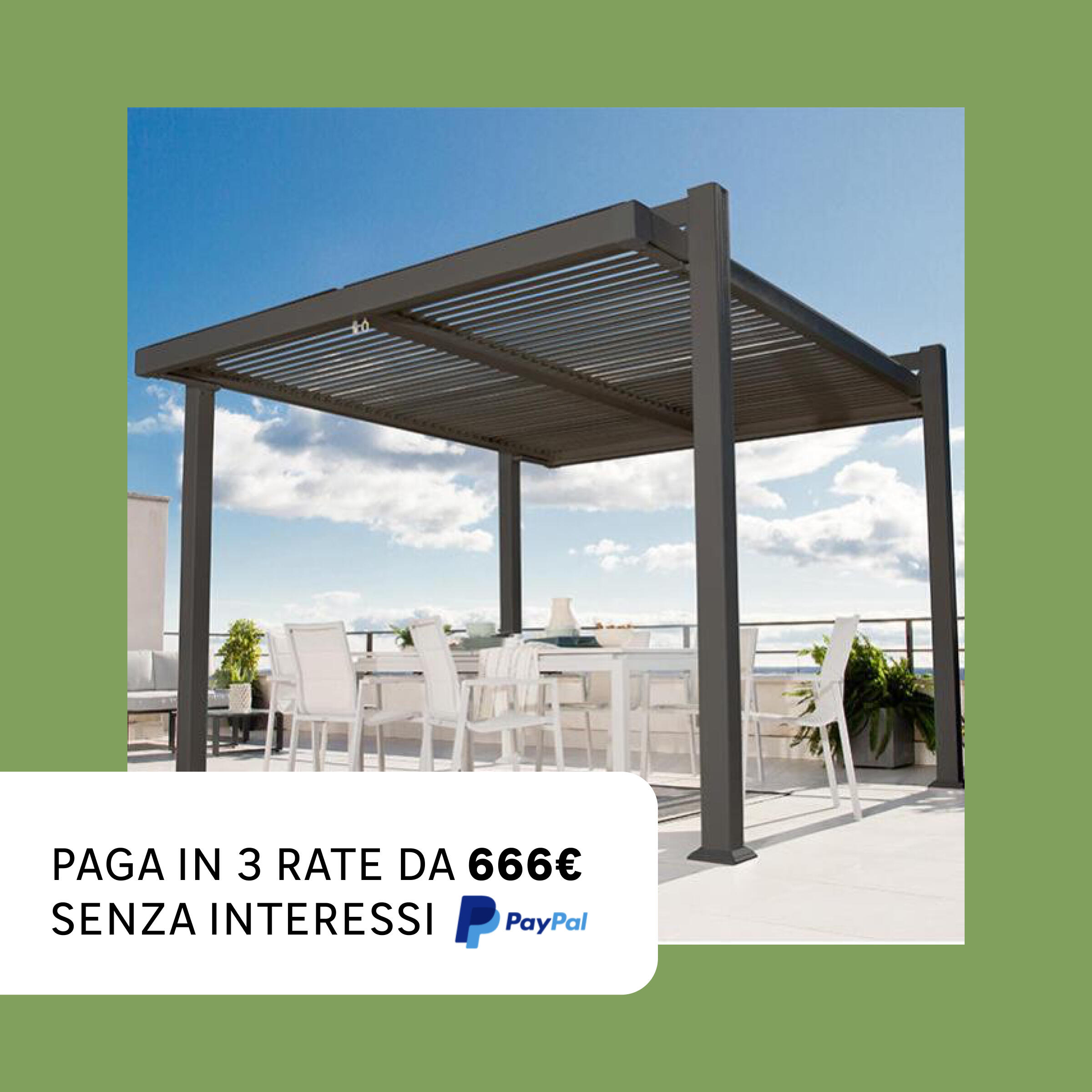 Pérgola de alumínio NATERIAL PERSEA ANTRACITE 3,2X3,6M - 10