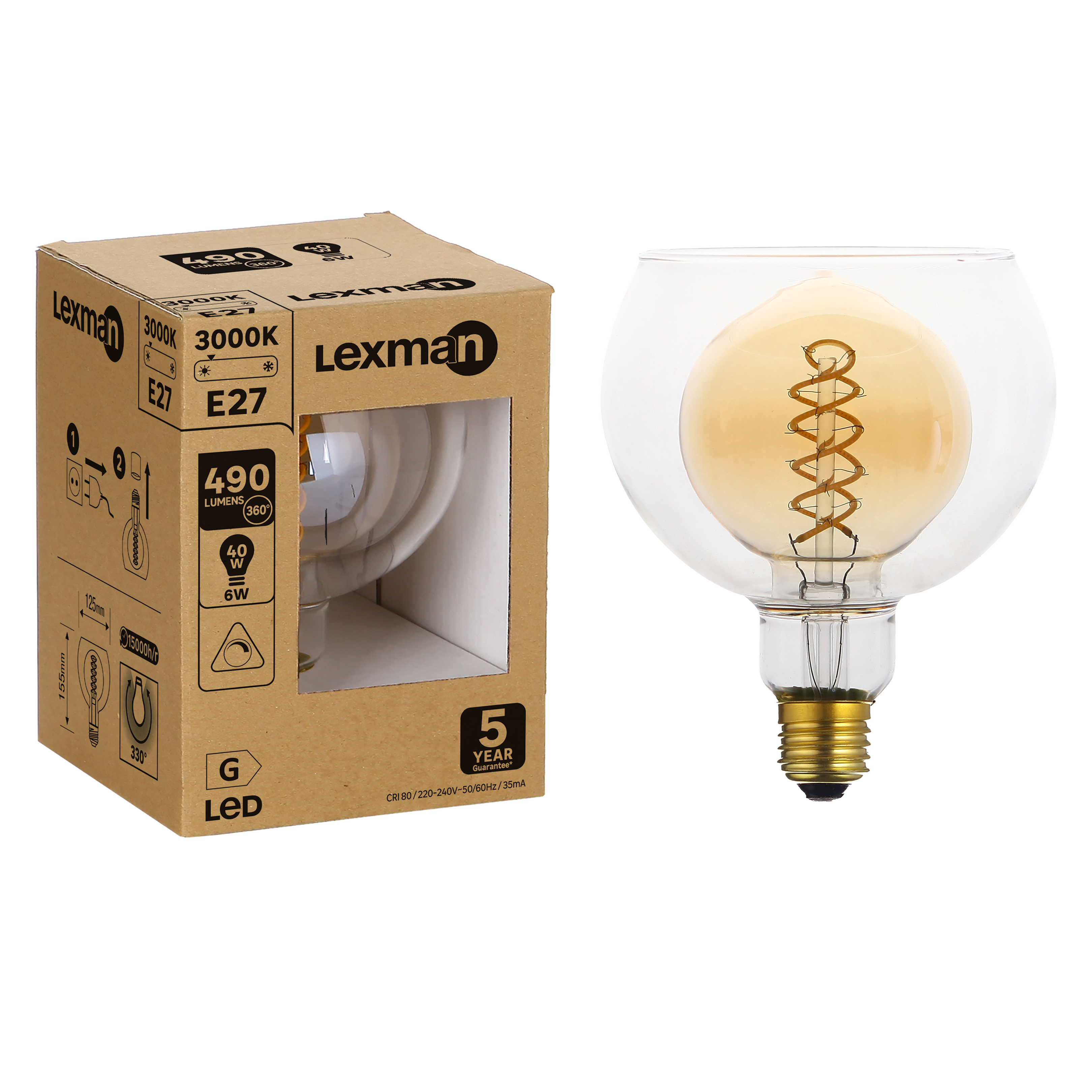 Żarówka dekoracyjna LED E27 6 W = 40 W 490 lm Lexman - 5