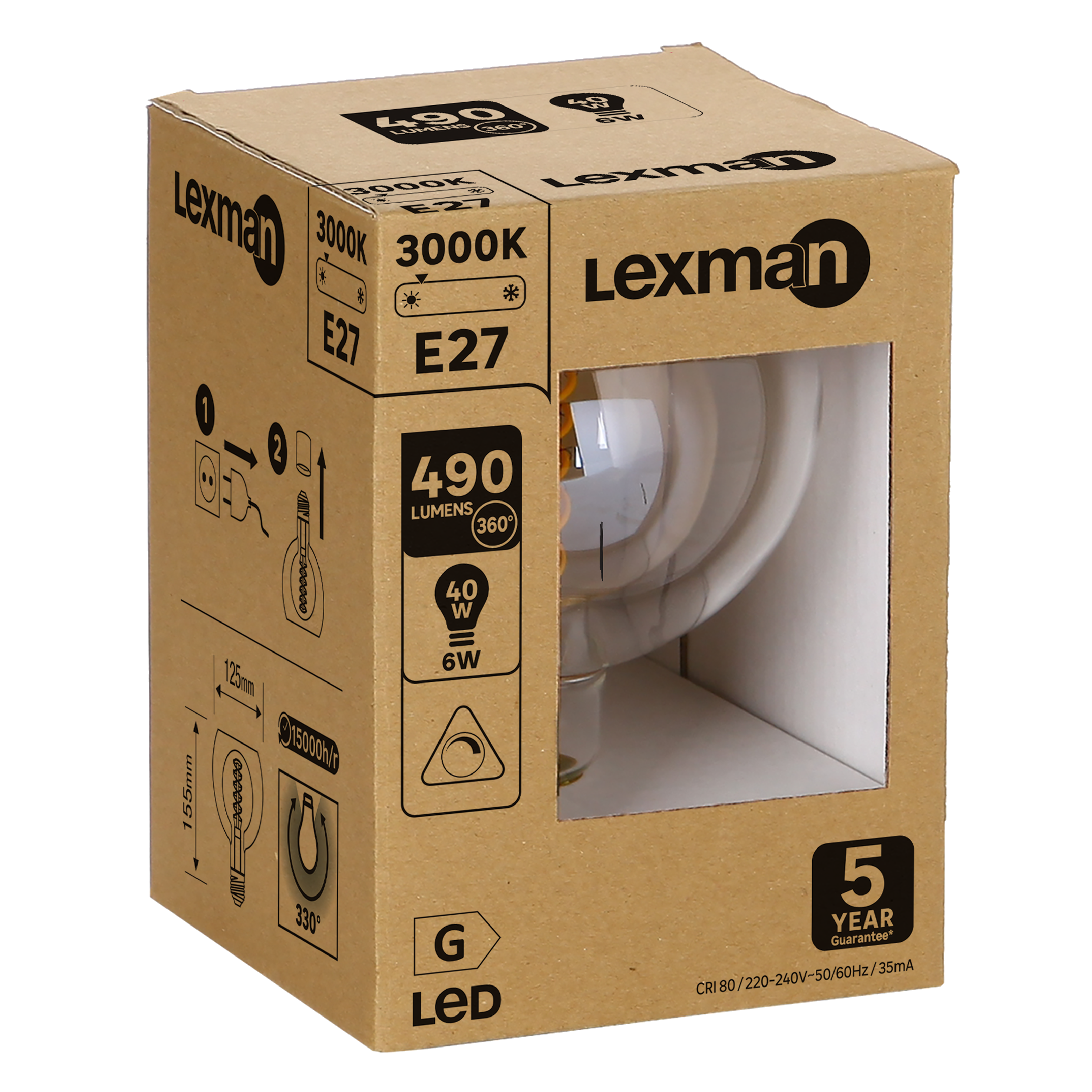 Żarówka dekoracyjna LED E27 6 W = 40 W 490 lm Lexman - 9