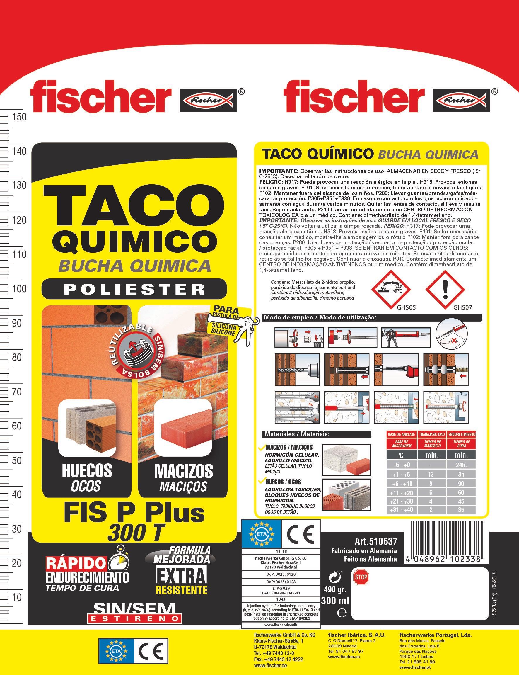 Taco de inyección química resina de poliéster FISCHER de 300 ml gris - 4