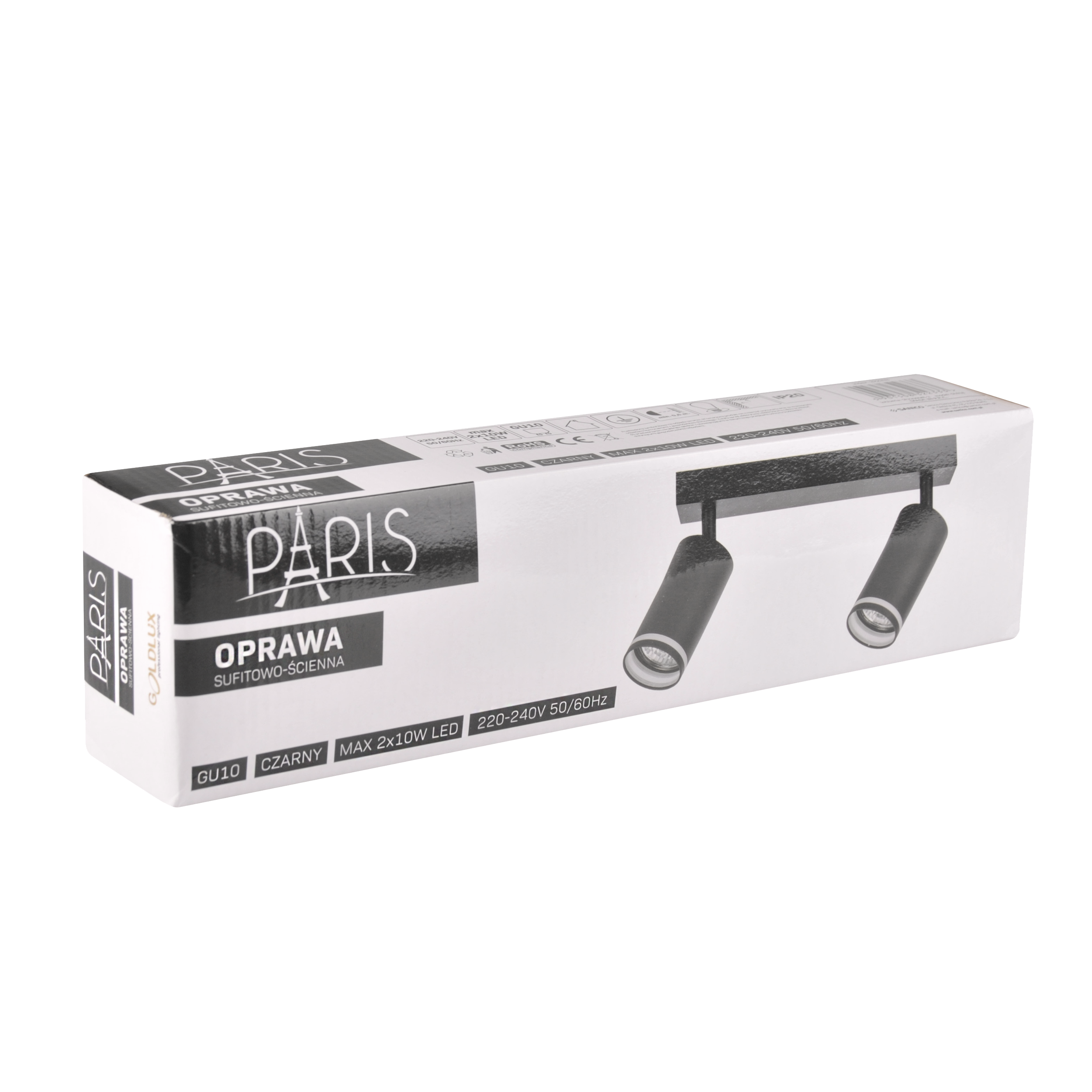 Listwa reflektorowa Paris czarna 2 x GU10 Goldlux - 12