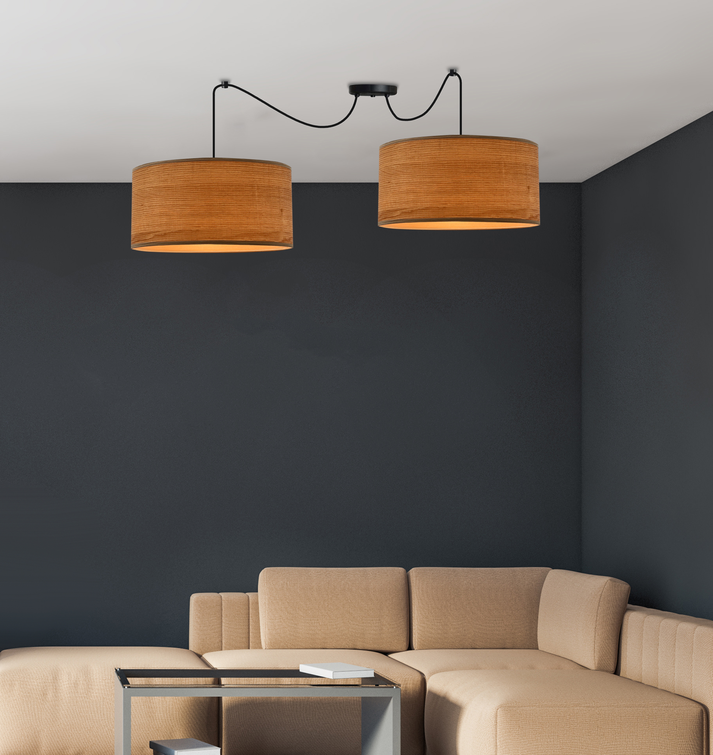Lampa wisząca Legno natura orzech 2 x E27 Candellux - 2