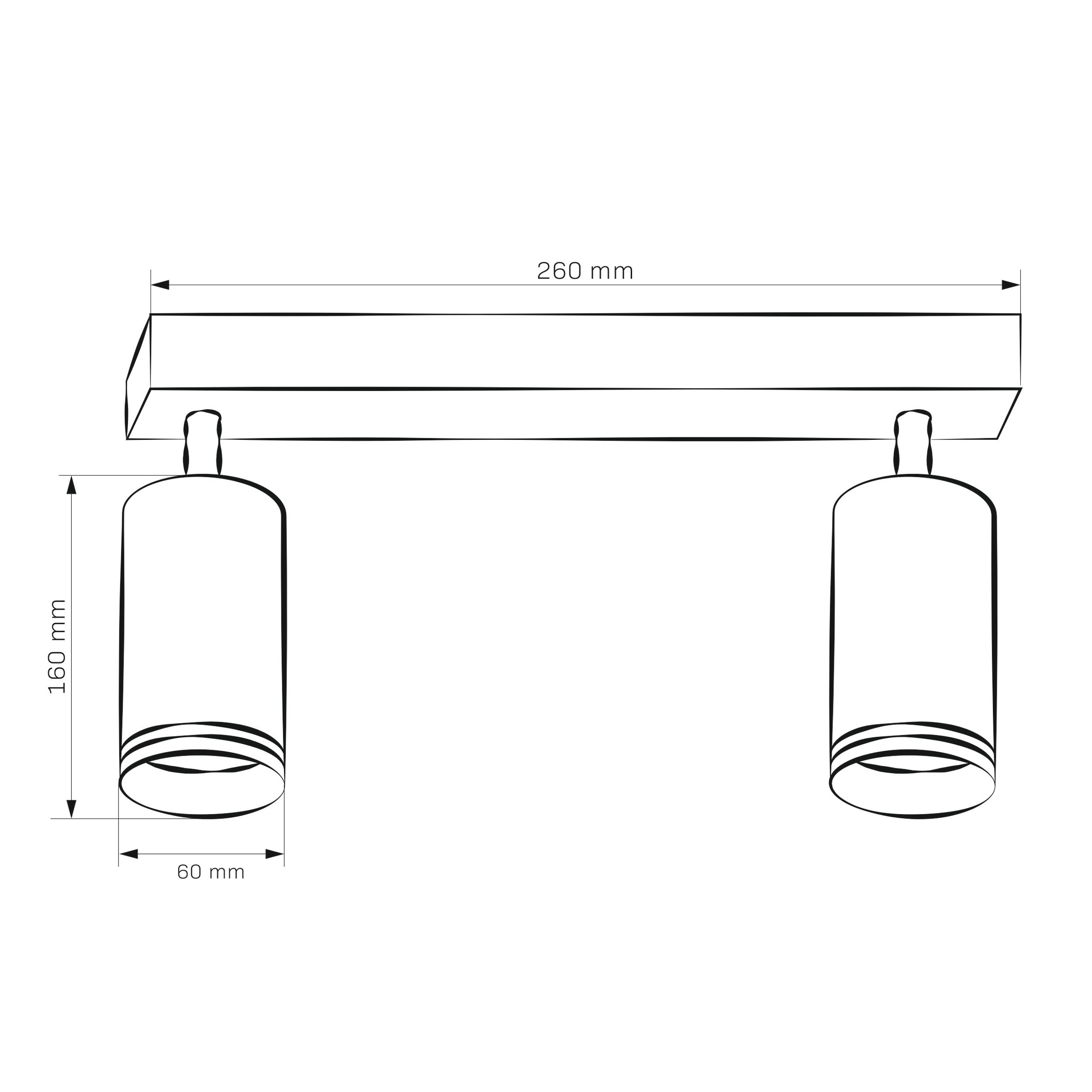 Listwa reflektorowa Paris czarna 2 x GU10 Goldlux - 5