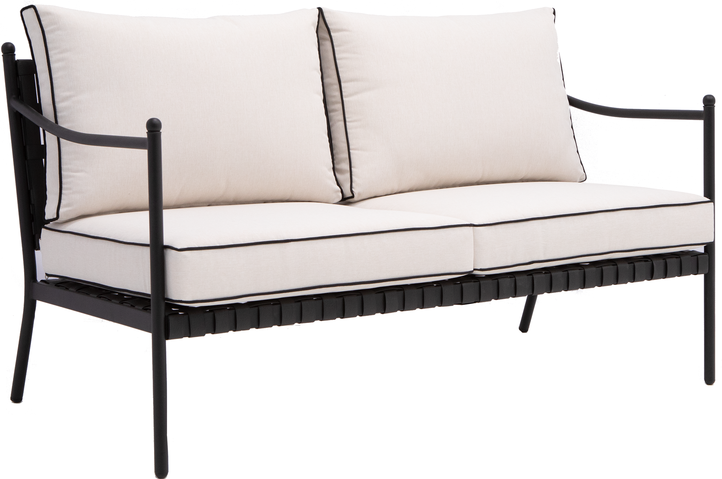 Salotto da giardino Victoria NATERIAL in n/a nero con cuscini in poliestere beige per 4 persone - 11