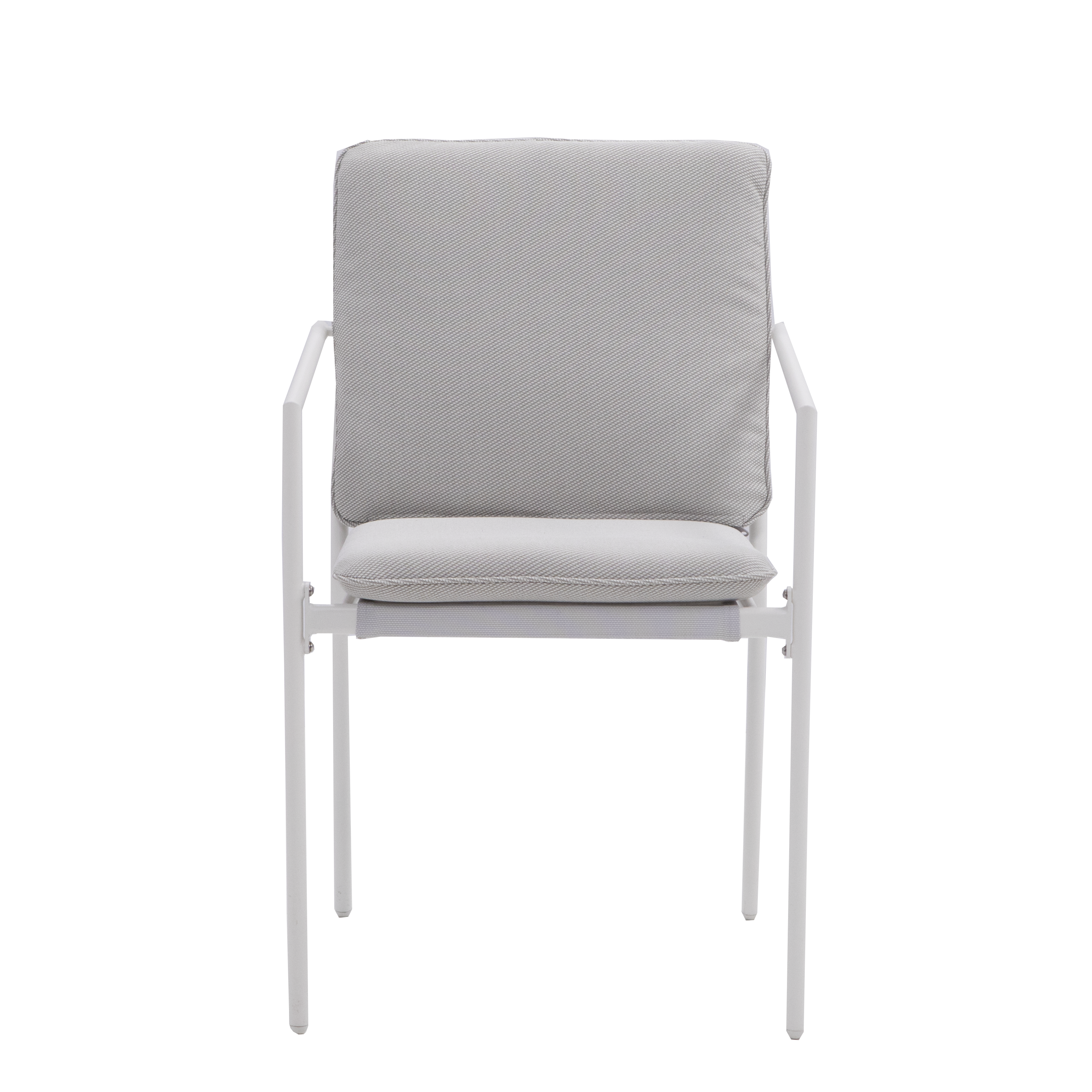 Sedia da giardino con cuscino beige e braccioli Sigma NATERIAL struttura in acciaio, seduta in textilene bianco, set da 2 pezzi - 10