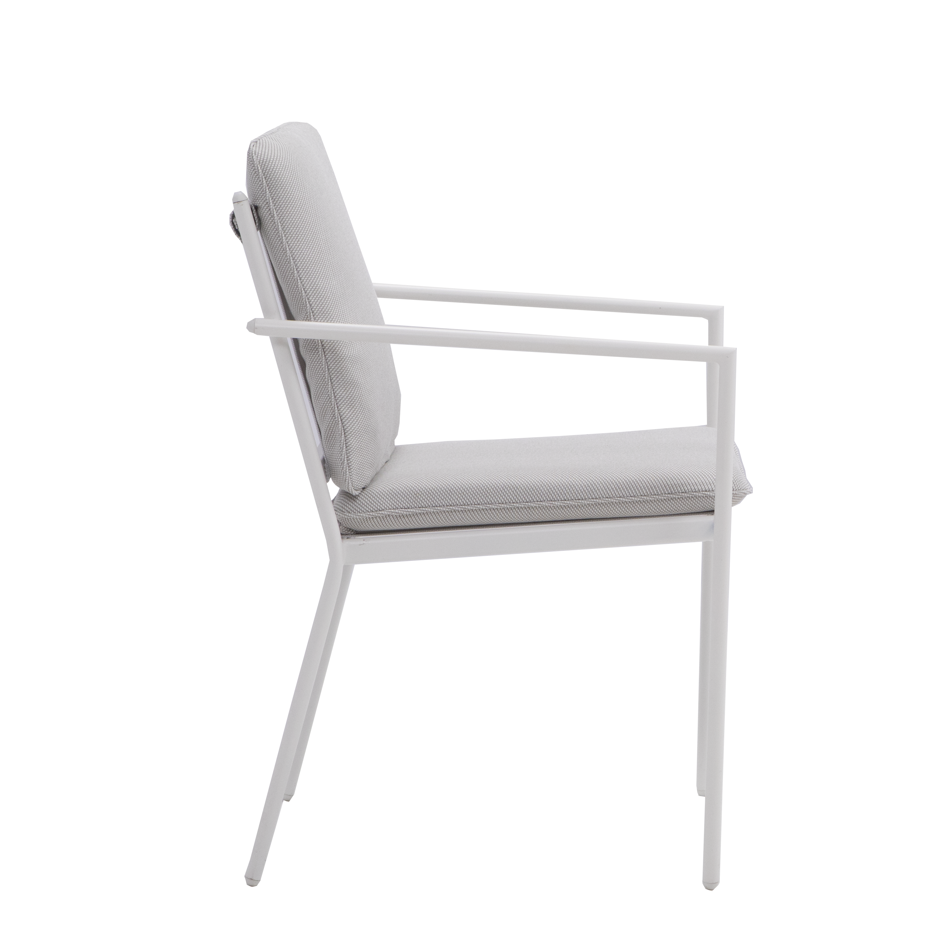 Sedia da giardino con cuscino beige e braccioli Sigma NATERIAL struttura in acciaio, seduta in textilene bianco, set da 2 pezzi - 11