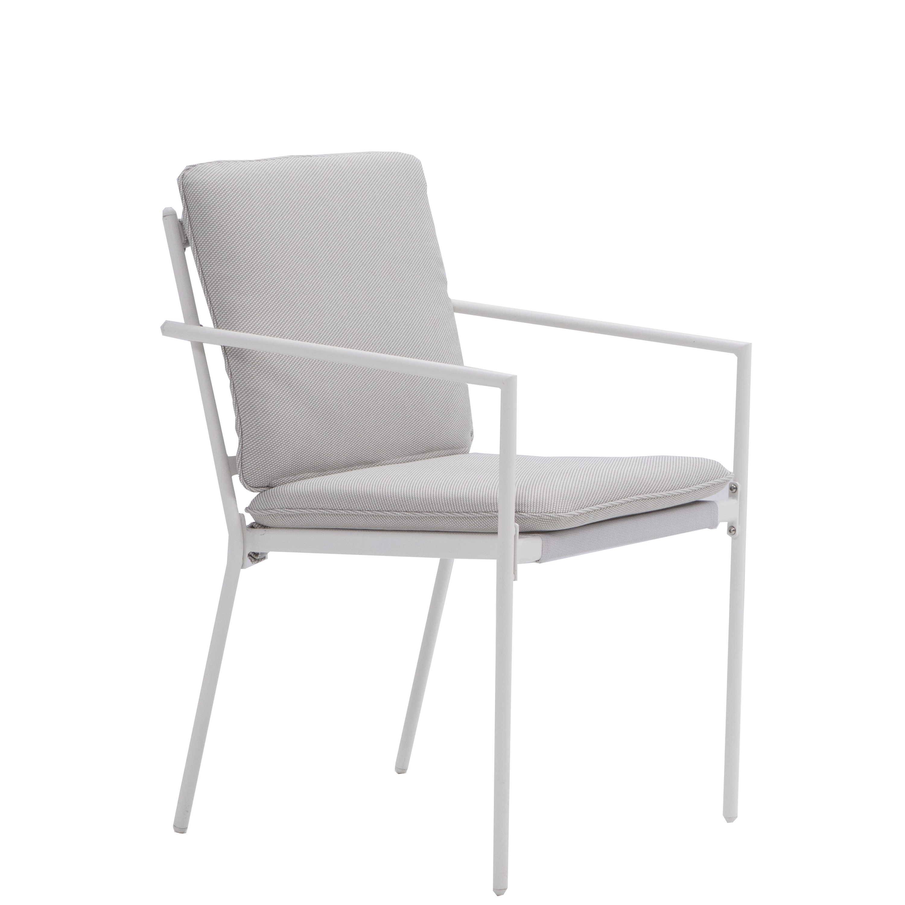Sedia da giardino con cuscino beige e braccioli Sigma NATERIAL struttura in acciaio, seduta in textilene bianco, set da 2 pezzi - 12