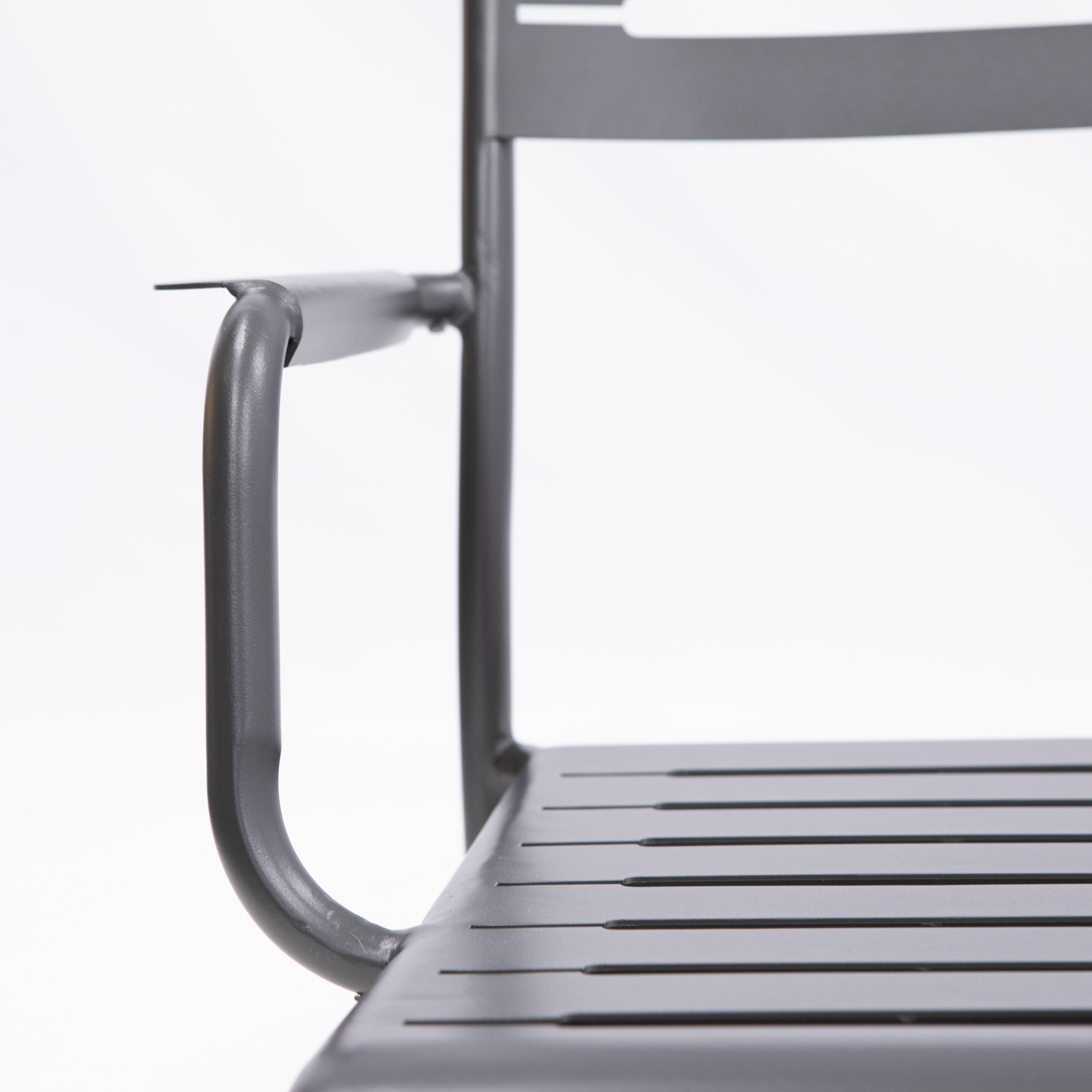 Sedia da giardino con braccioli Cafe, struttura e seduta in acciaio antracite - 12