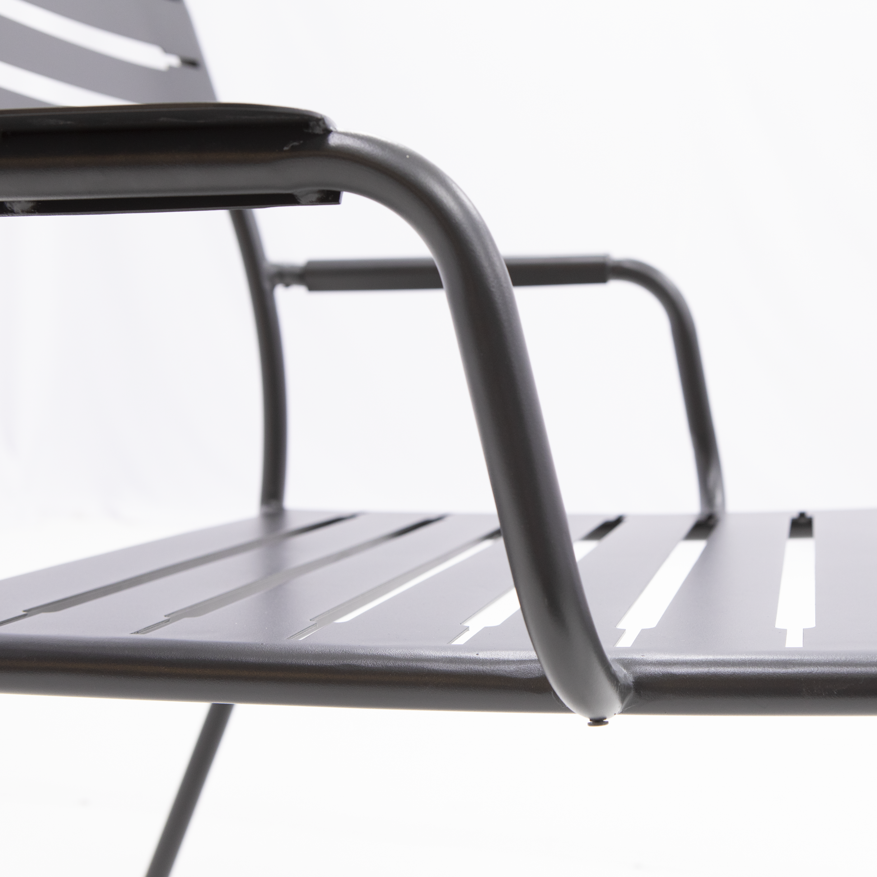 Sedia da giardino con braccioli Cafe, struttura e seduta in acciaio antracite - 14