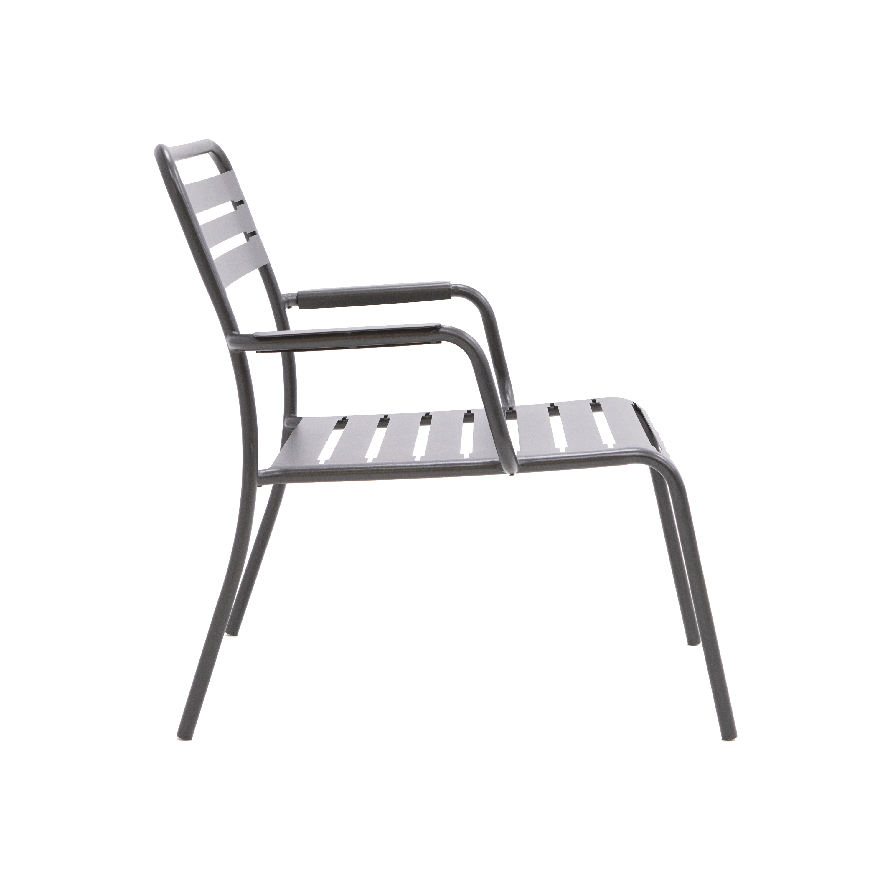Sedia da giardino con braccioli Cafe, struttura e seduta in acciaio antracite - 7