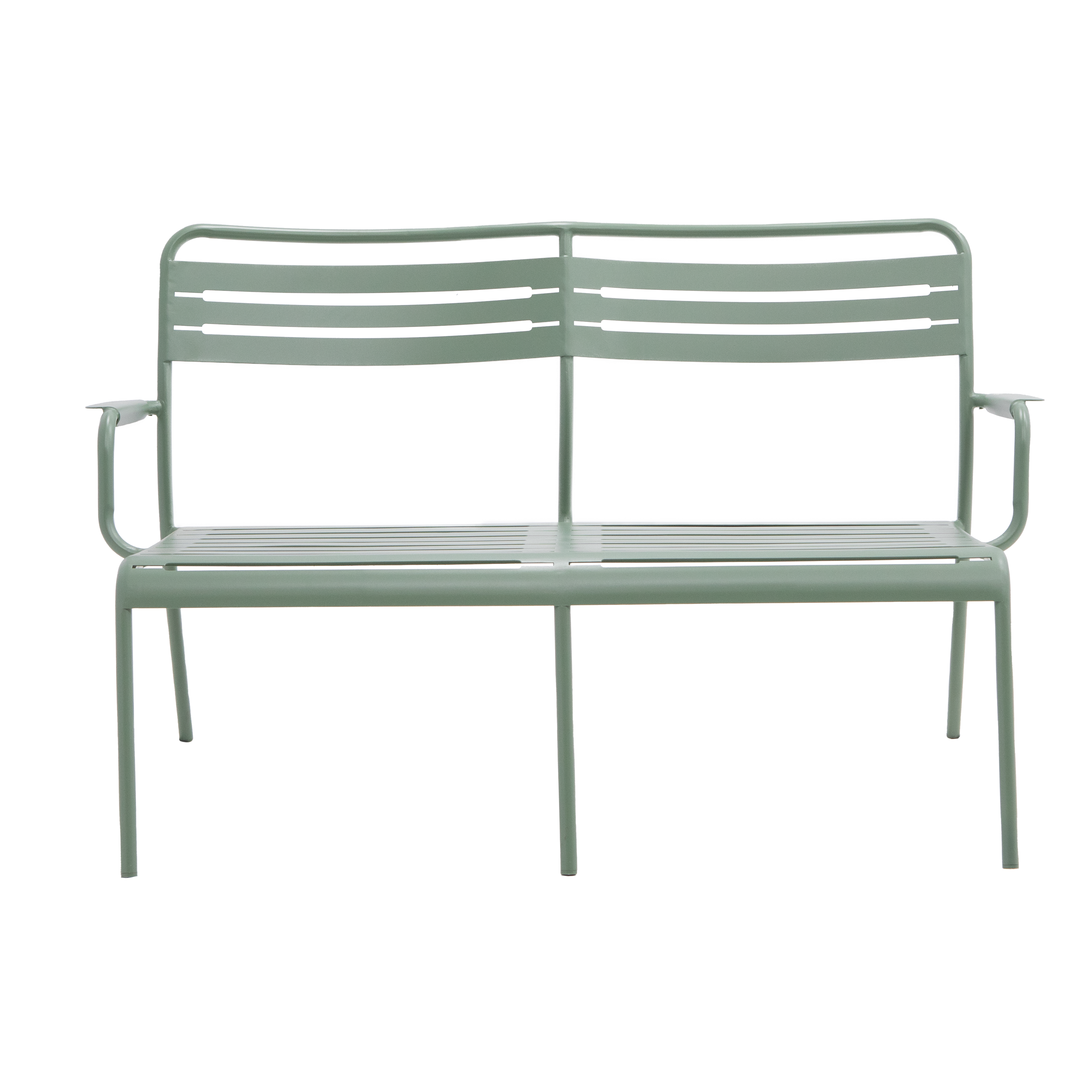 Divano da giardino in acciaio verde con braccioli Cafe, 2 posti - 6