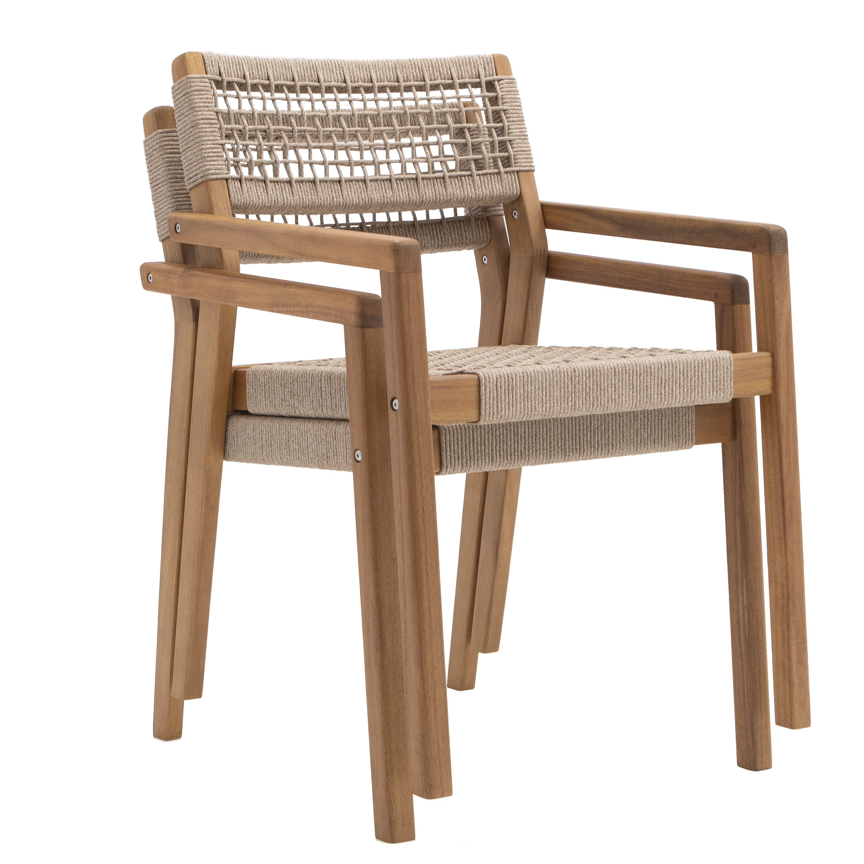 Sedia da giardino con braccioli Oasis NATERIAL, struttura in acacia legno, seduta in corda, 2 pezzi - 14