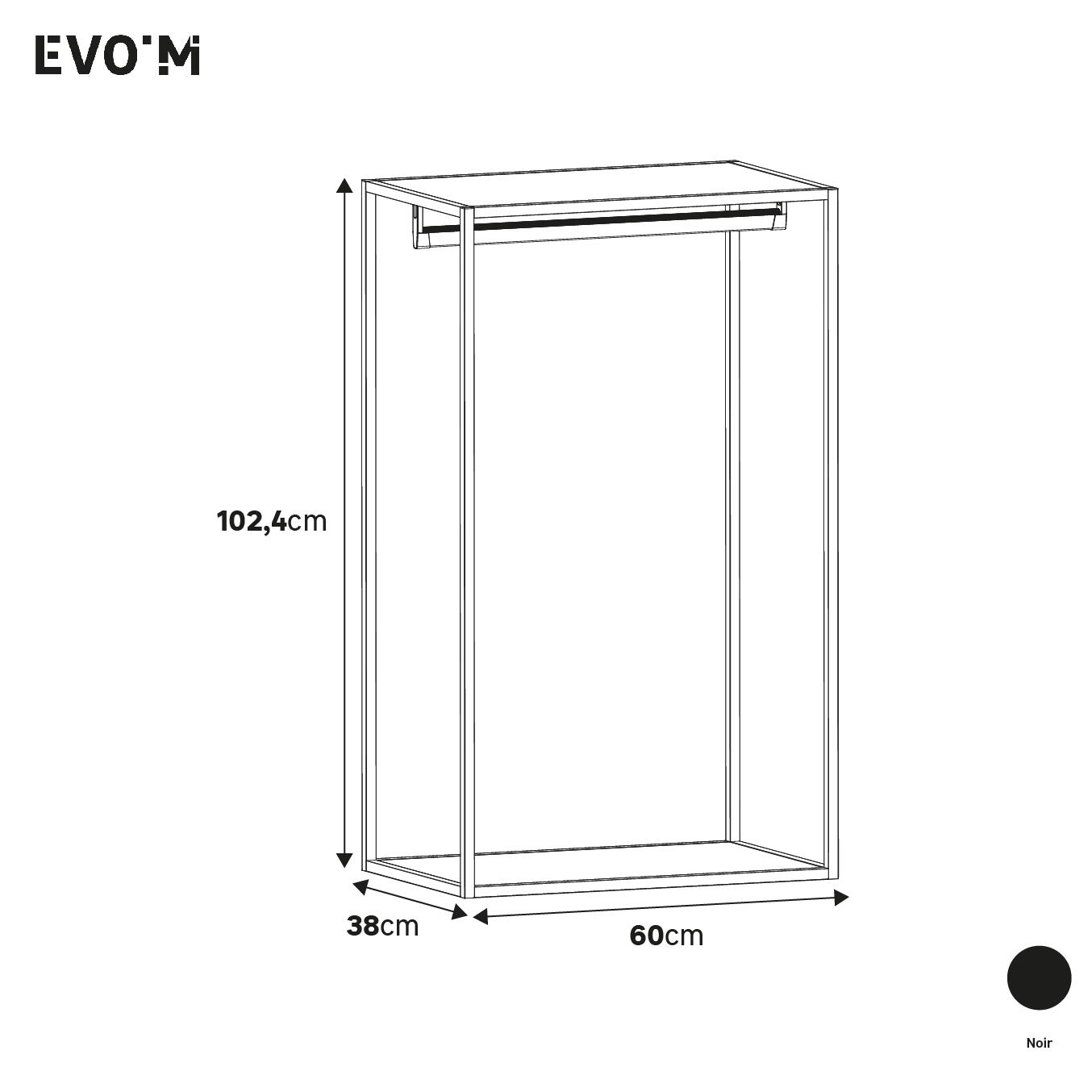 Penderie métal + étagères SPACEO Evo'M Metal Frame H.102,4 X L.60 X P.38 cm - 2