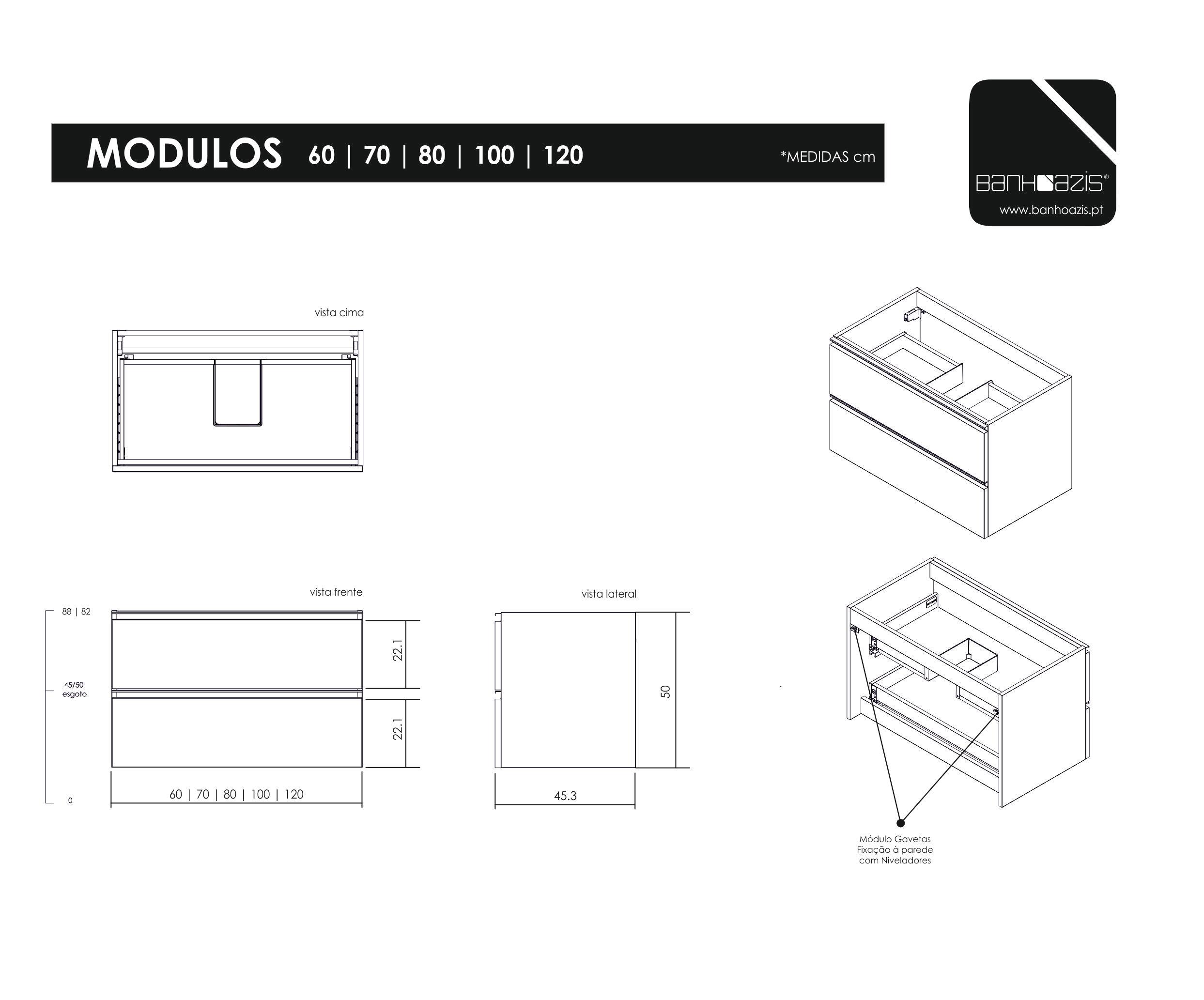 Móvel de casa de banho MODULOS 80CM NATURA - 6