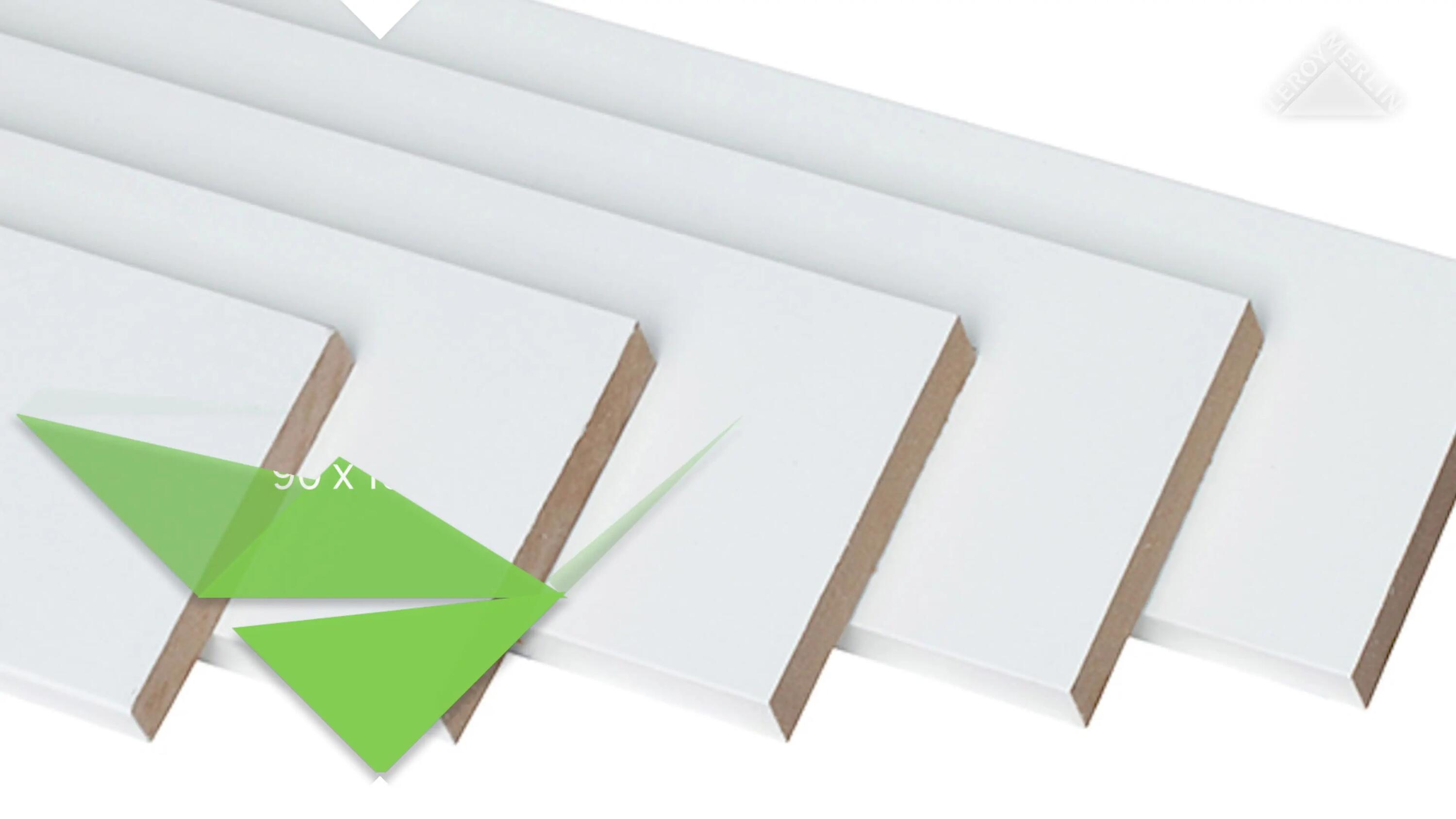 Kit de 5 tapetas lisas de mdf lacado blanco 90x10x2200 - 2