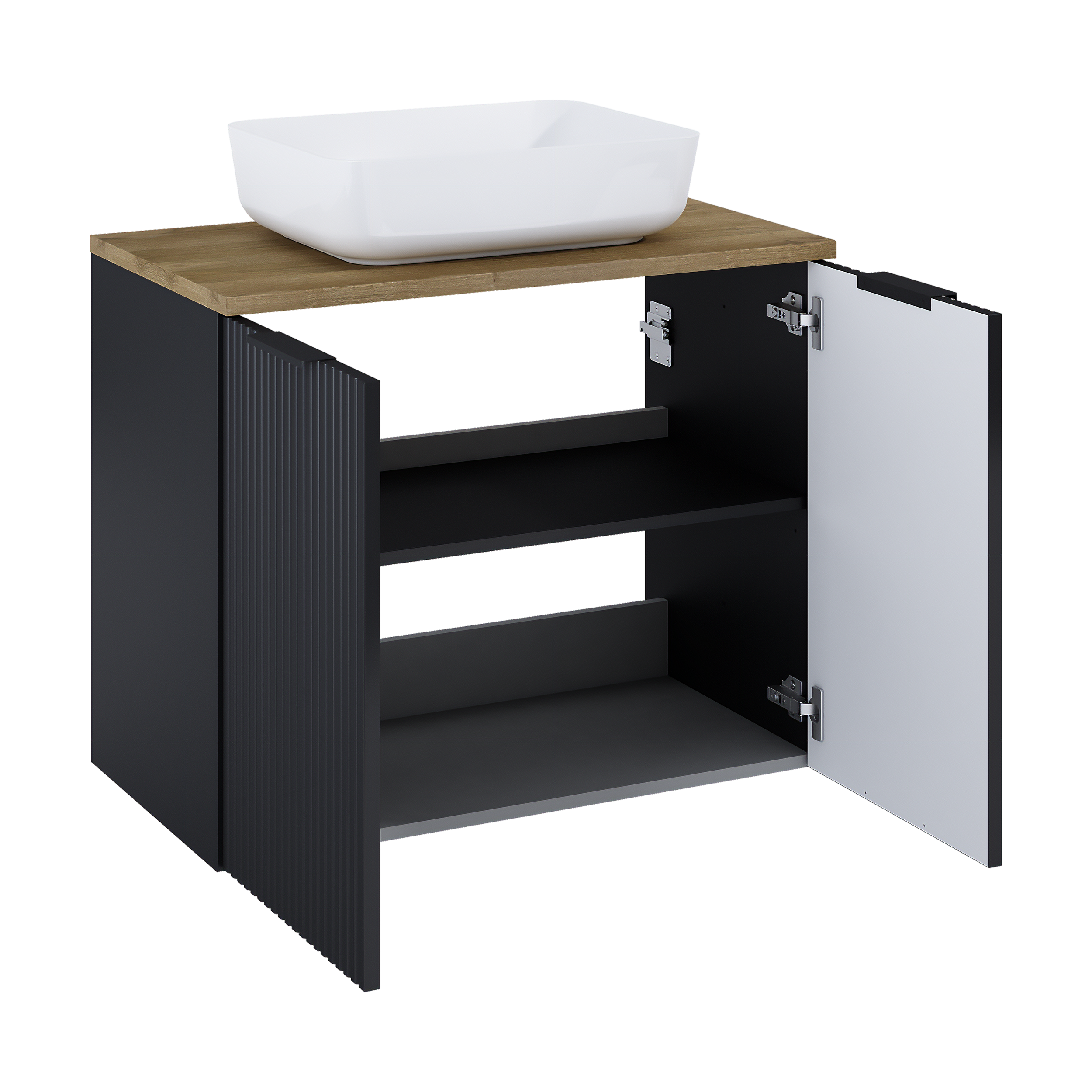 Szafka pod umywalkę Nabel 2-drzwiowa 80x45.2x63.5 cm czarny mat Roca - 5
