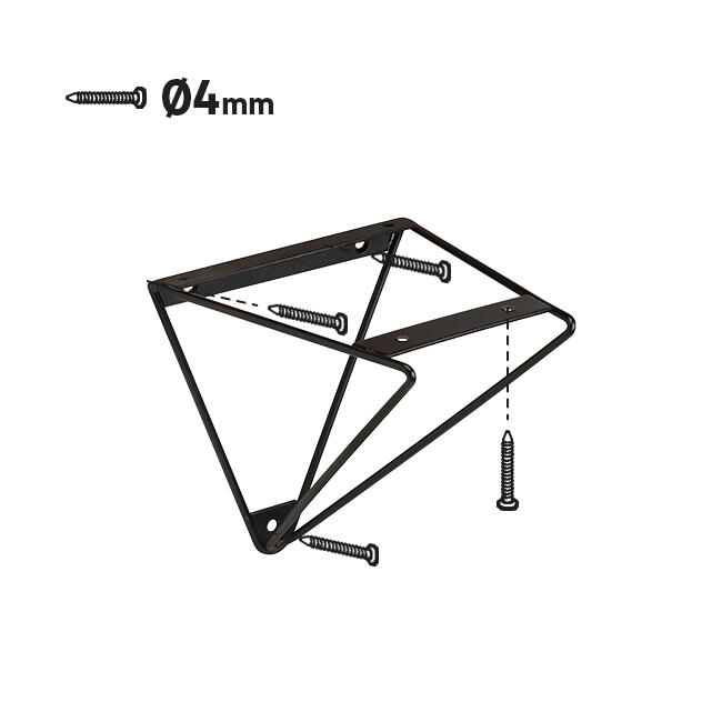 Equerre de fixation murale acier peint noir, H.15 x P.15 cm - 3