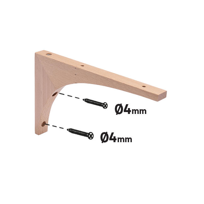 2 escuadras de madera elegance barnizada beige, al.12.5 x an.20 cm