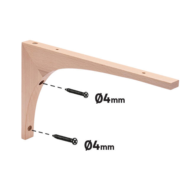 Equerre de fixation murale bois verni beige, H.15 x P.25 cm - 5