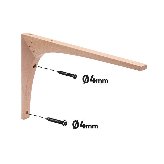 Lot de 2 équerres Elegance bois verni beige, H.20 x P.30 cm - 3