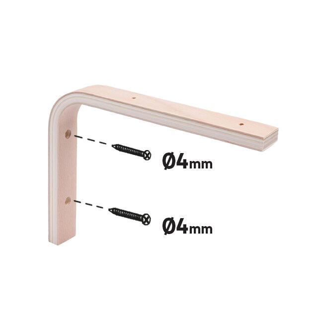 Lot de 2 équerres Ply wood bois verni beige, H.15 x P.20 cm - 5