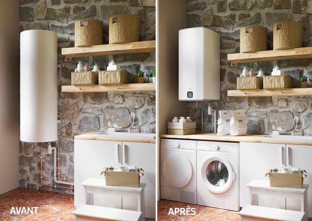 Chauffe-eau électrique plat vertical SAUTER Guelma connecté 120L blanc - 6