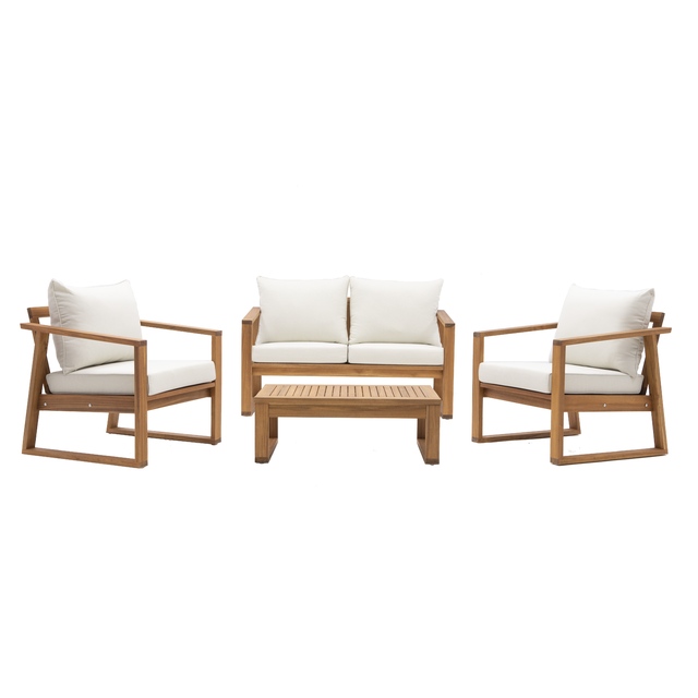 Salotto da giardino per 4 persone giallo Solaris NATERIAL con cuscini in poliestere beige