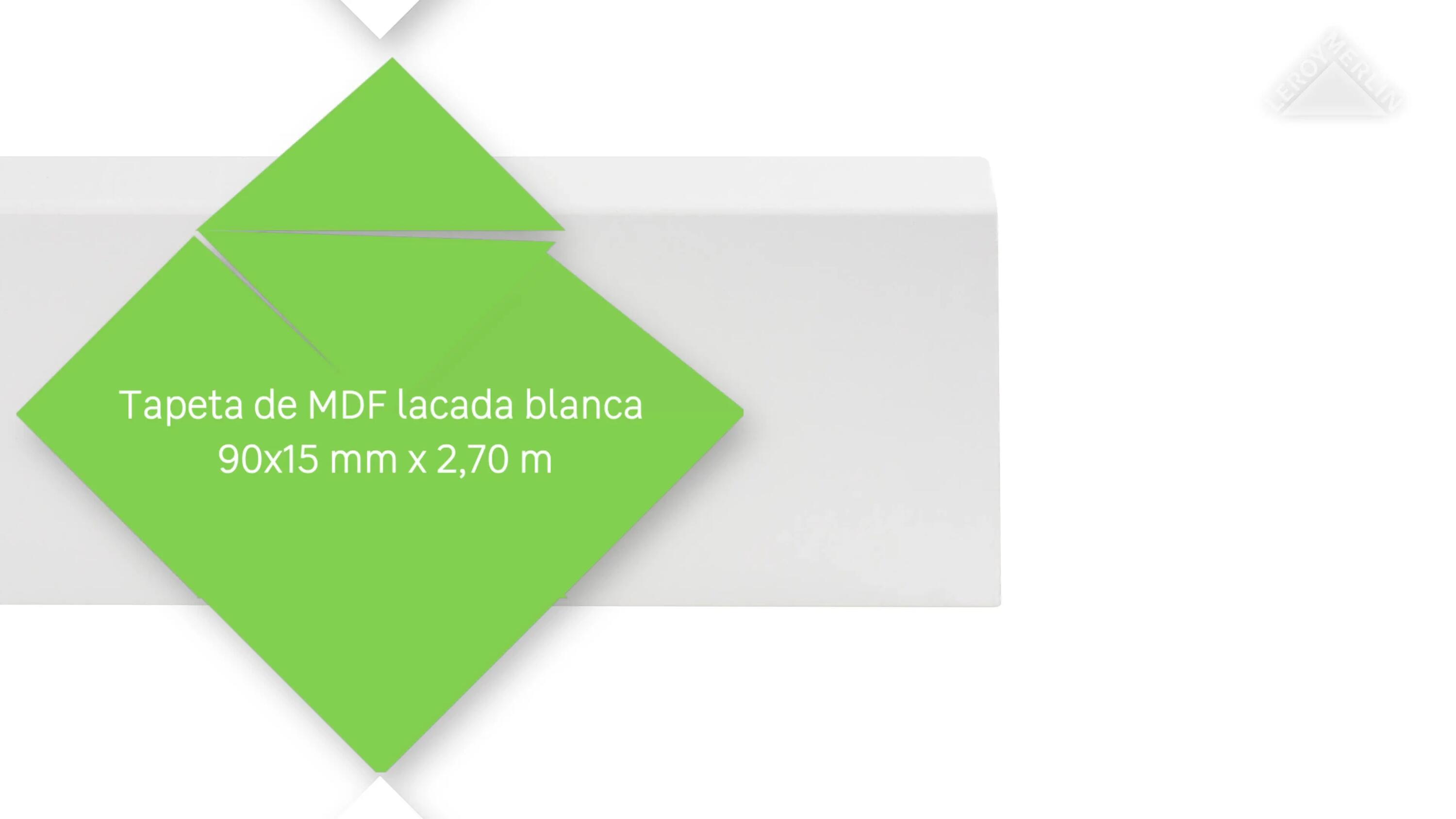 Tapeta de MDF blanca 90x15 mm x 2,70 m (ancho x grueso x largo) - 3