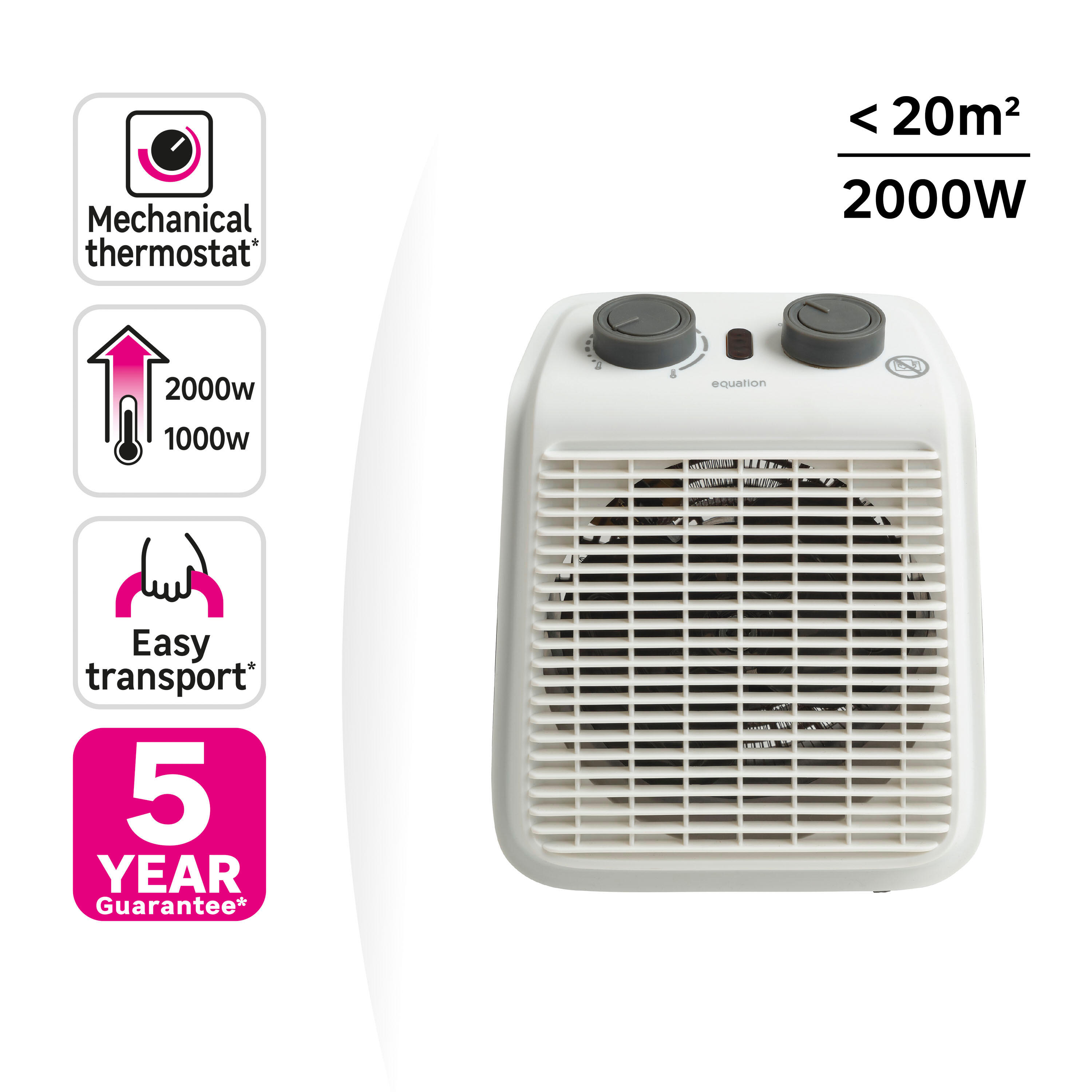 Termowentylator elektryczny Szary FIVE 2 2000W EQUATION - 11