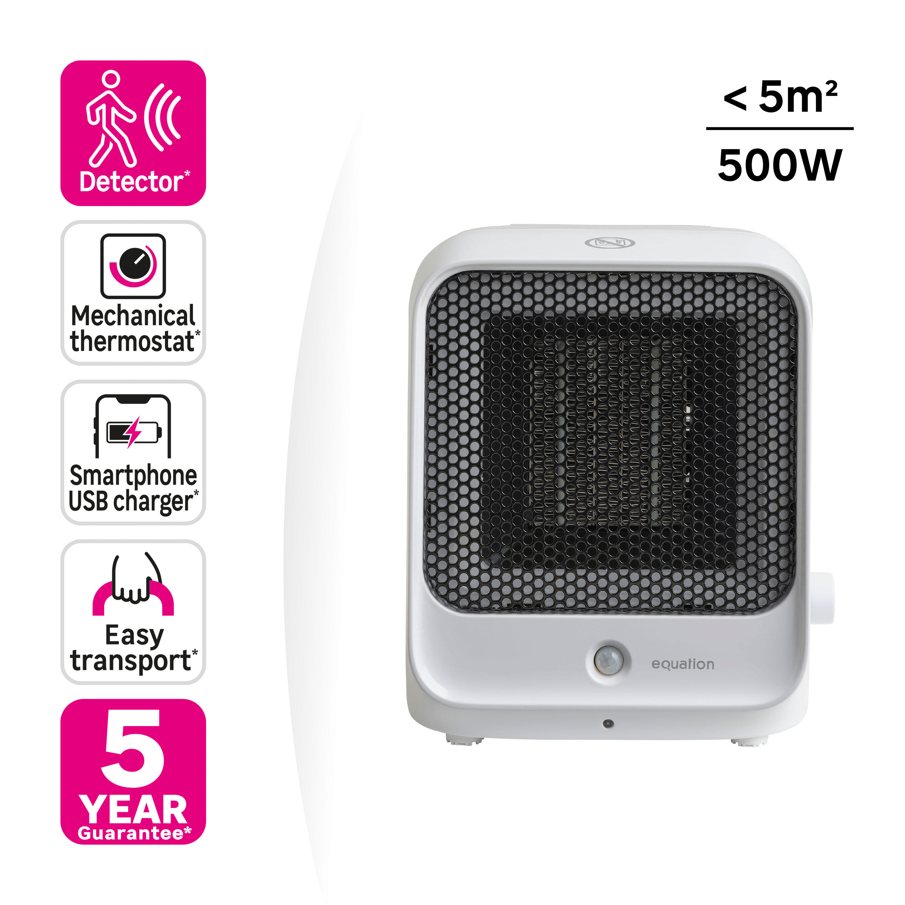 Radiateur soufflant céramique mobile électrique TIM 3 500 W Equation blanc - 8