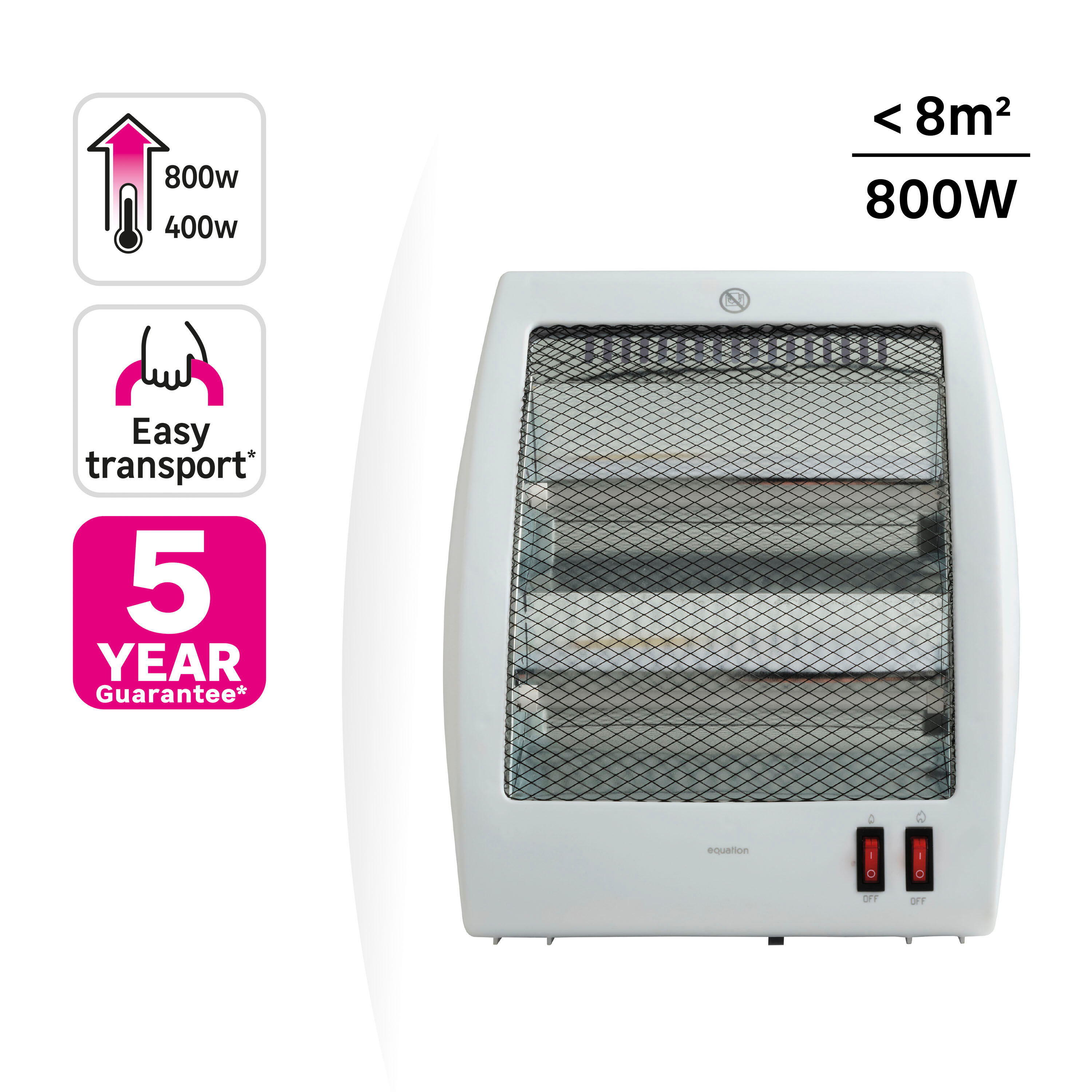 Aquecedor quartzo EQUATION QUAD3 800W BRANCO - 8