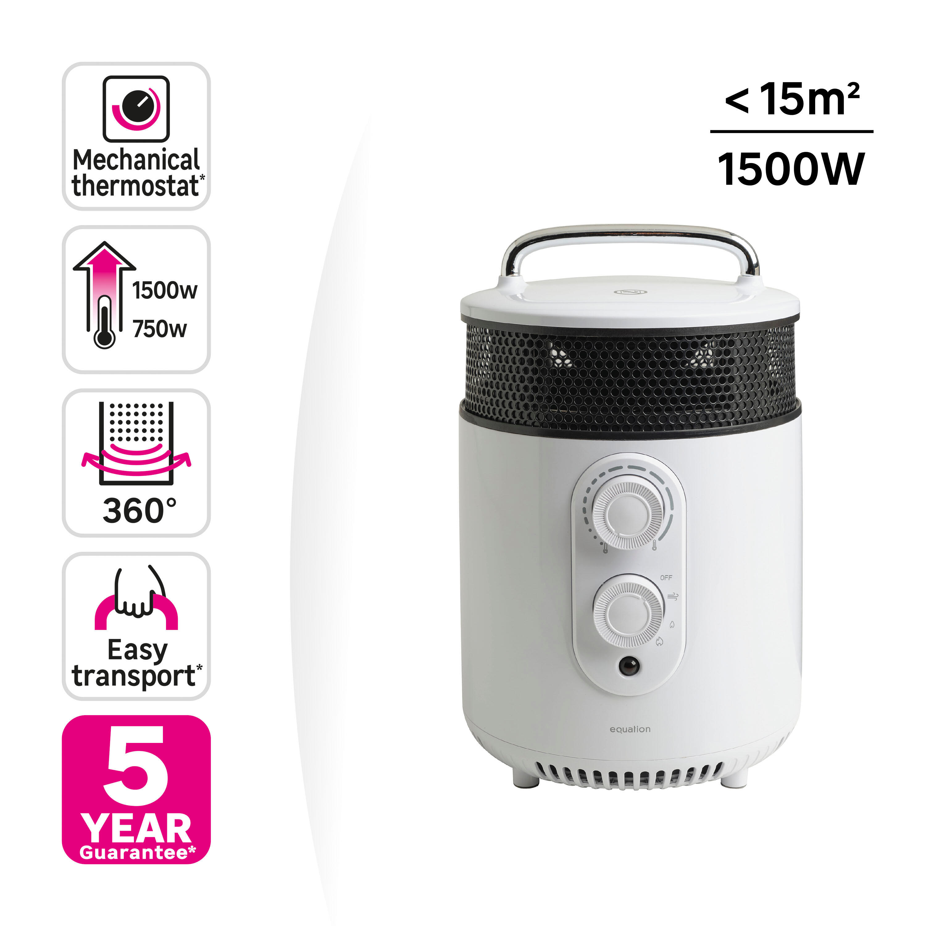 Soufflant céramique mobile électrique 1500 W Huggy EQUATION - 3