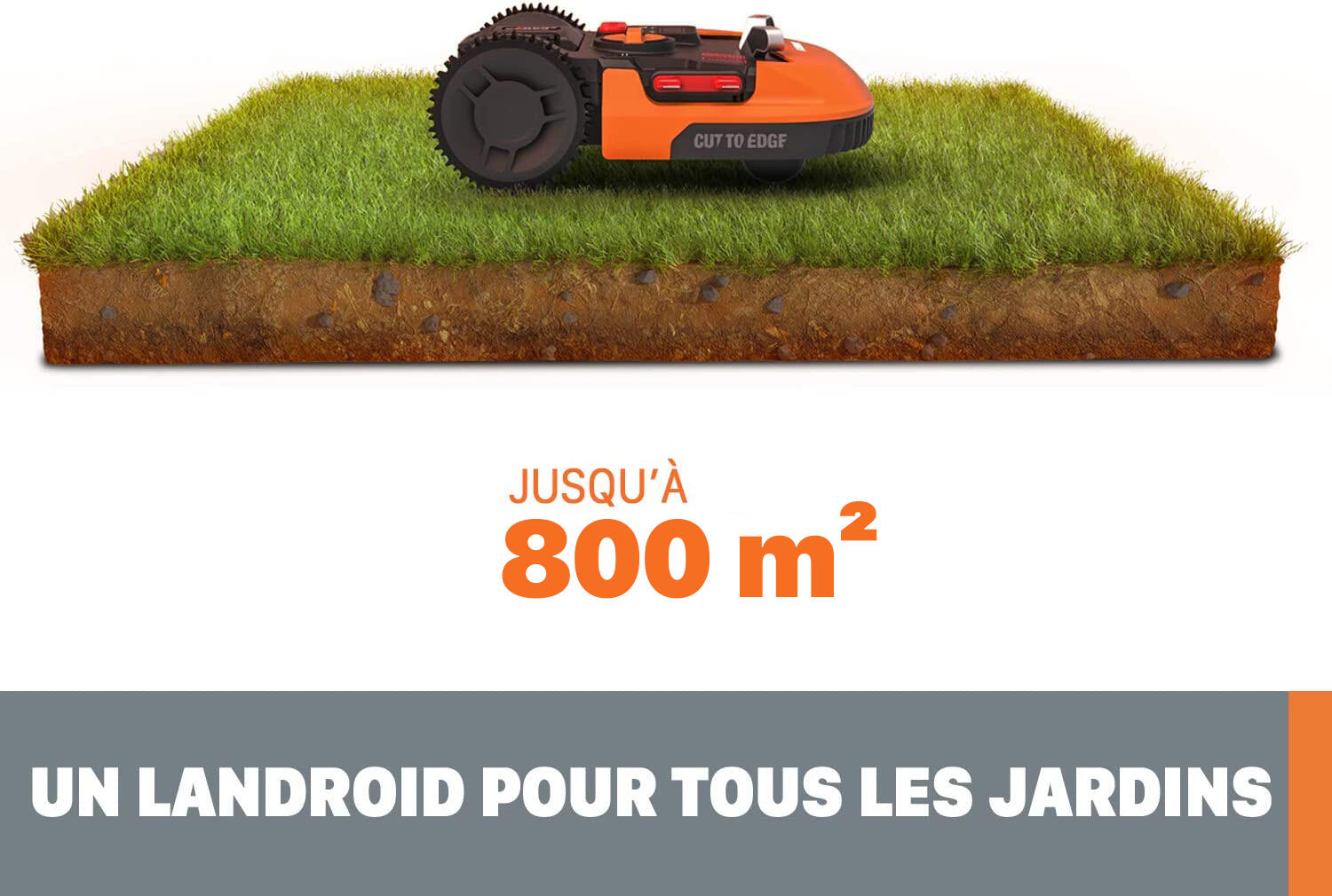 Robot tondeuse connecté WORX LANDROID PLUS  - Jusqu'à 800m² - WR148E - 2