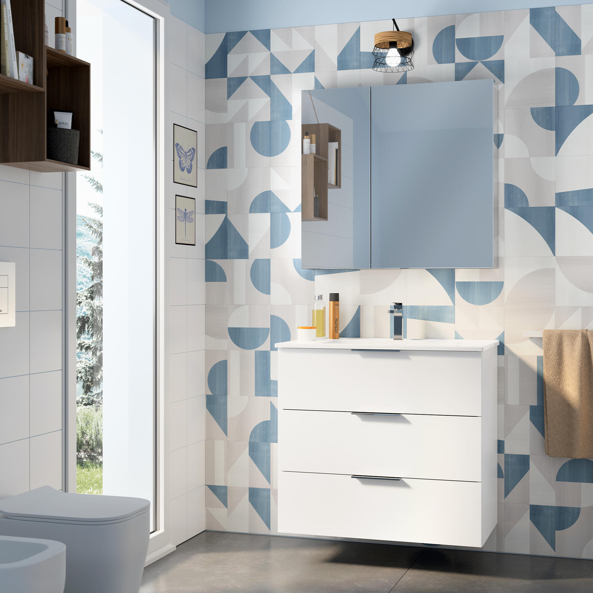 Lavabo a incasso rettangolare vasca centrale Jnka L 81 x H 18 x P 46.5 cm in ceramica bianco lucido - 3