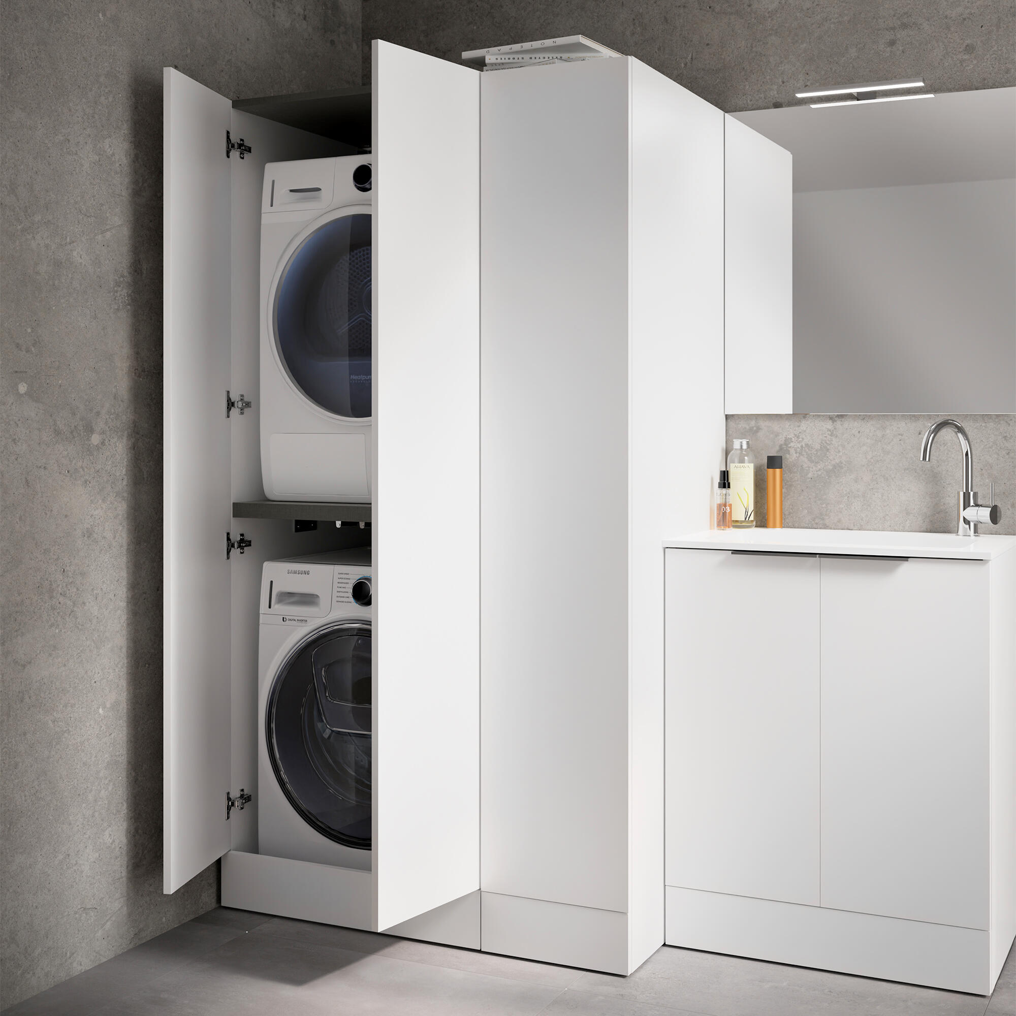 Mobile lavanderia Jnka 2 ante in truciolare bianco lucido P 45 x L 70 x H 89 cm - 4