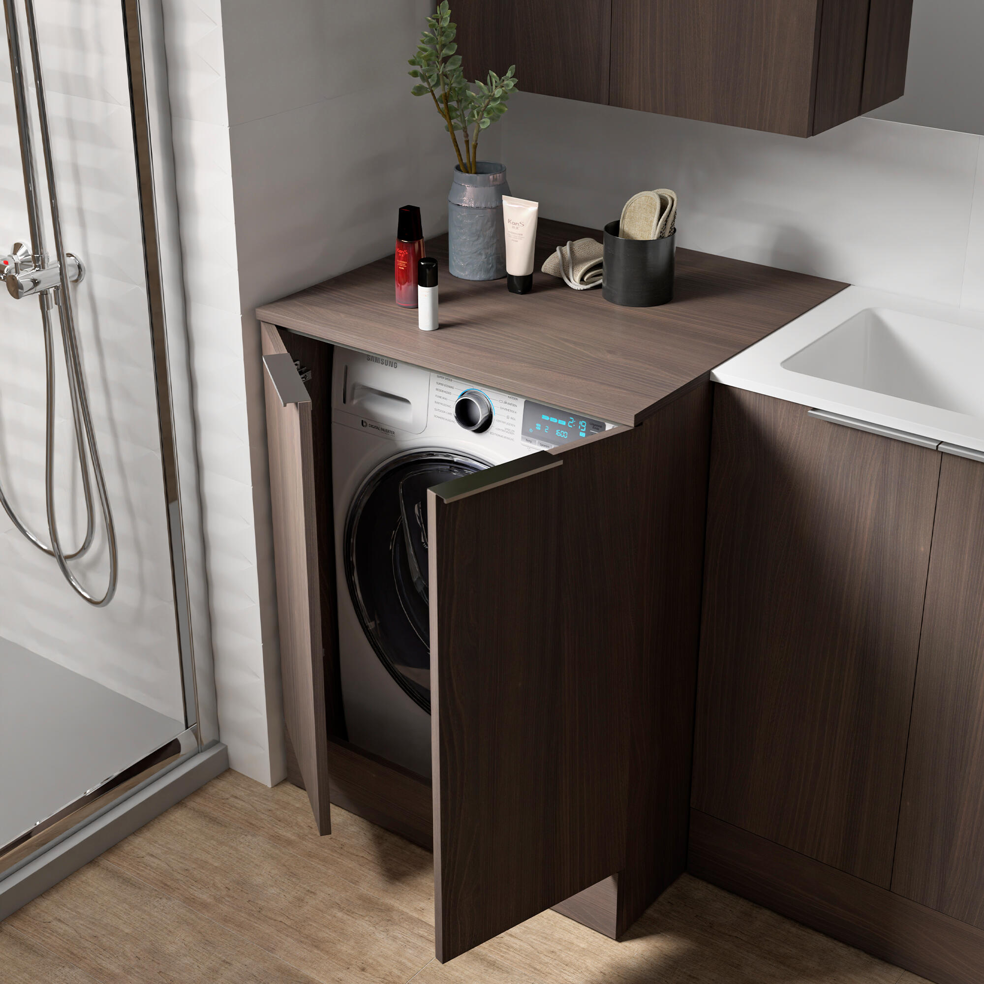 Lavatoio per bucato in resina bianco SENSEA JNKA L 70.6 x P 46 x Sp 70.6 cm da interno ed esterno - 4