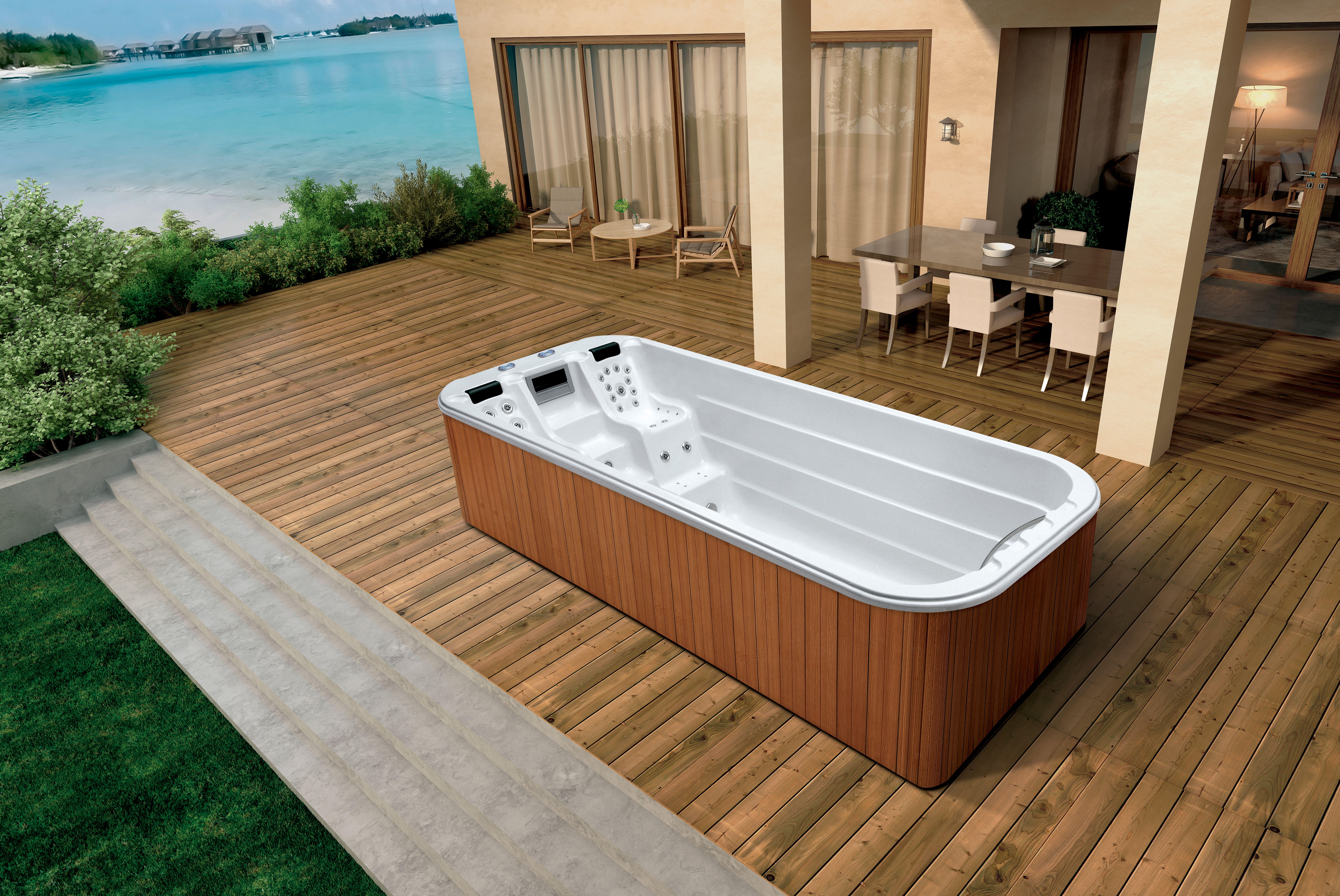 Spa de nage CHILOE WATERCLIP, 550cm, 2 places allongées
