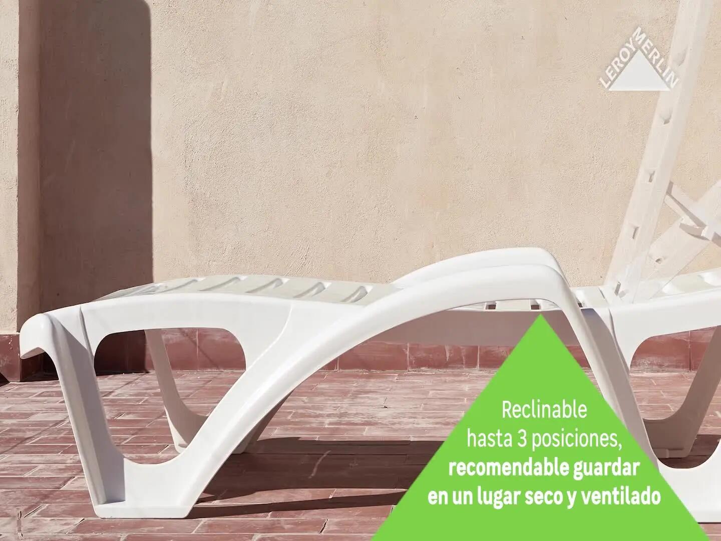Tumbona de jardín apilable Garden de resina inyectada blanco 72x43x195 cm - 5
