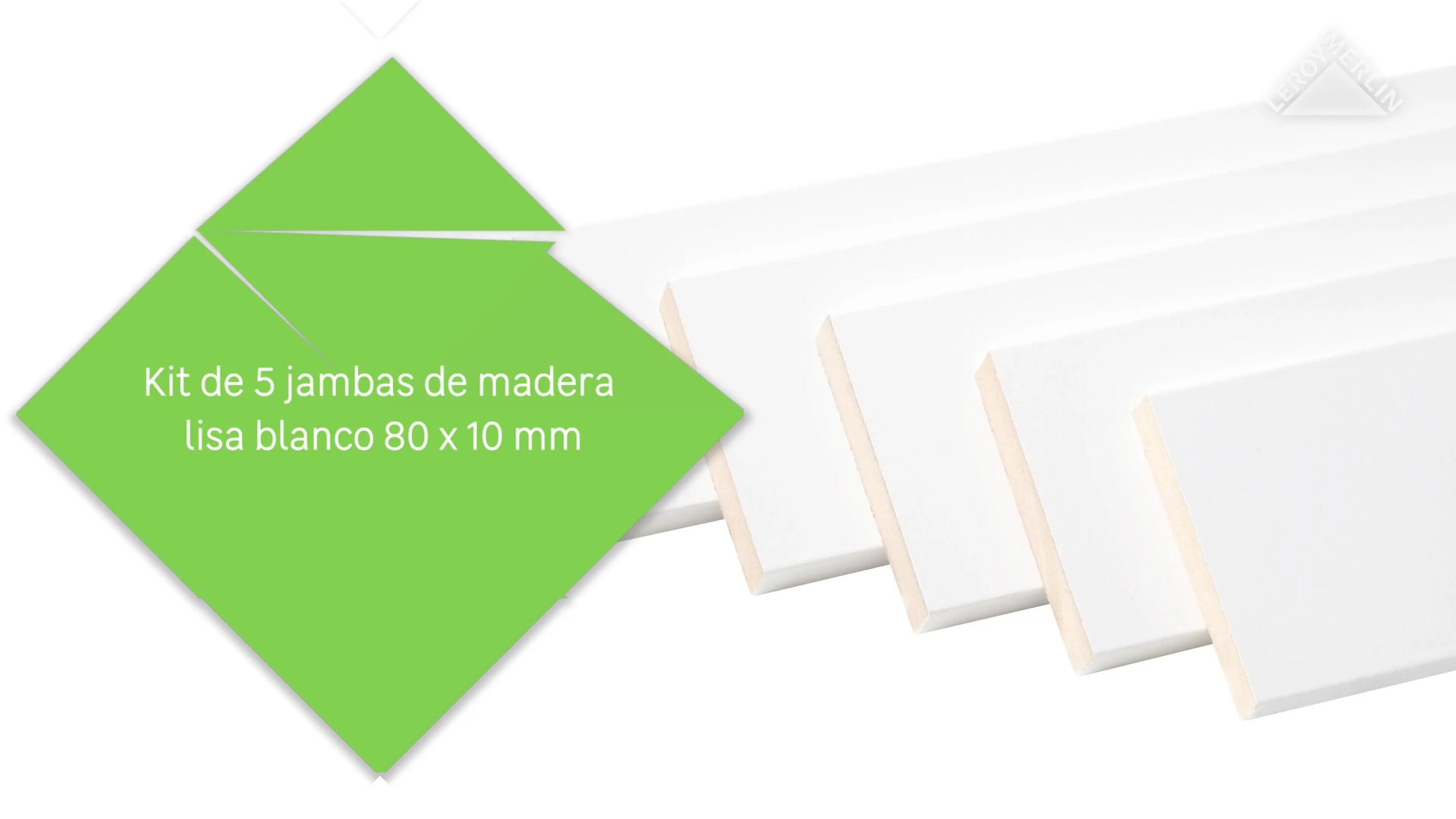 Kit de 5 tapetas lisas de mdf lacado blanco 80x16/12x2200 mm - 2