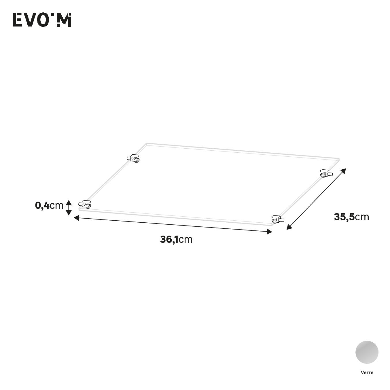 Etagère en verre SPACEO Evo'M pour caisson L.40 x P.38 cm - 2