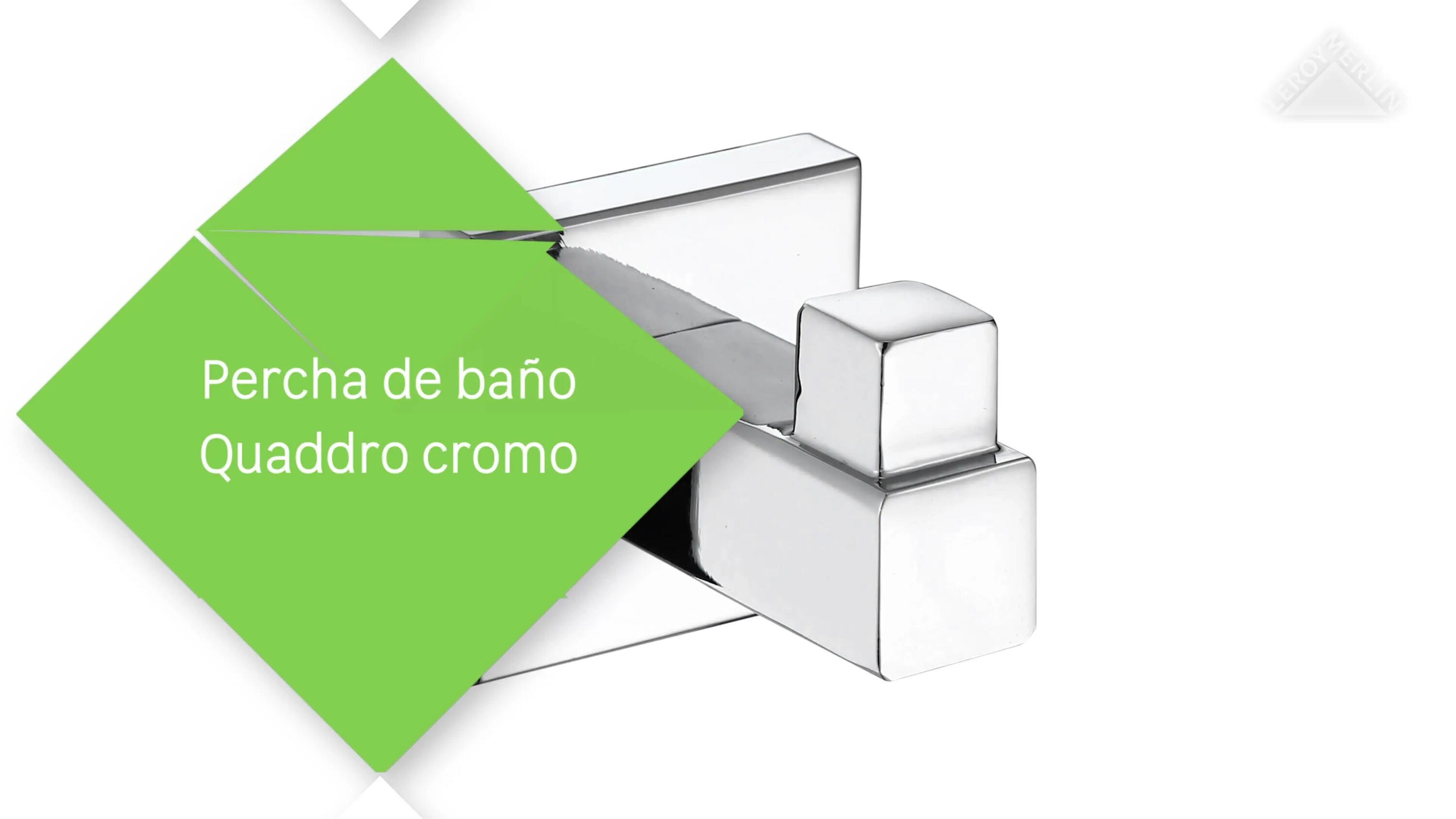 1 percha/colgador adhesivo de baño Quaddro gris cromado - 5