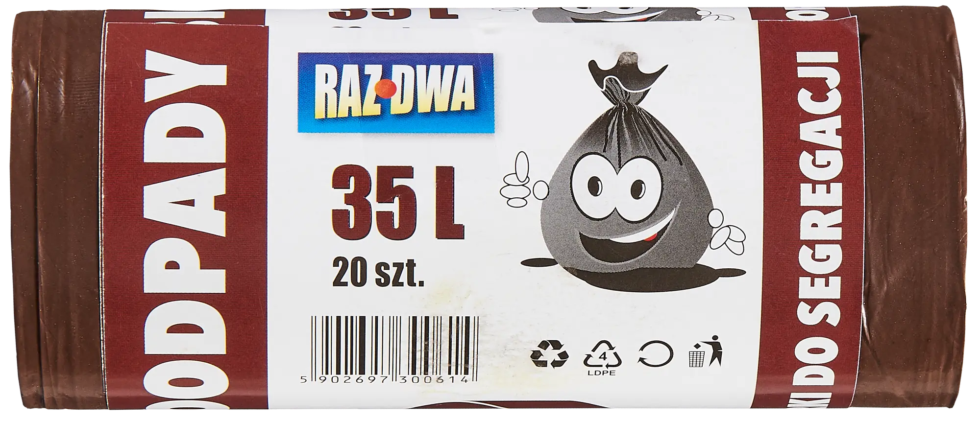 Worki na śmieci BIOODPADY 35 l 20 szt. brązowe MALWO - 2