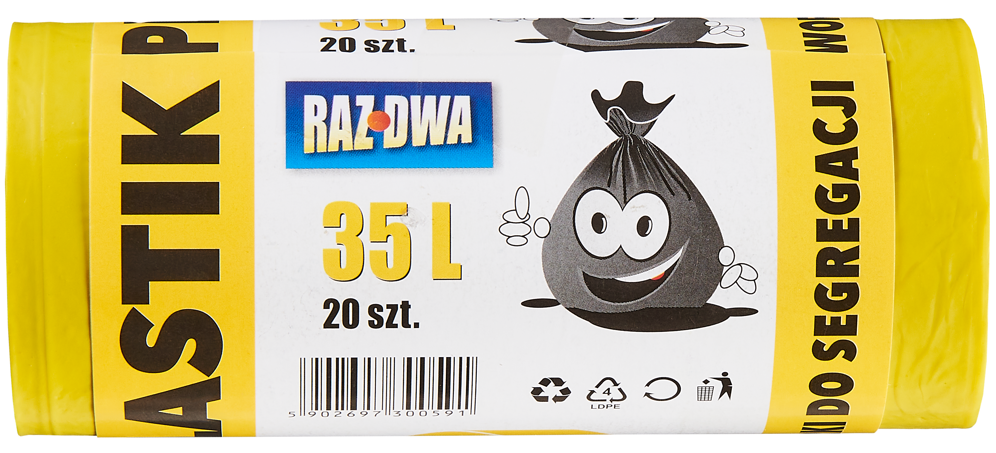 Worki na śmieci PLASTIK 35 l 20 szt. żółte MALWO - 2