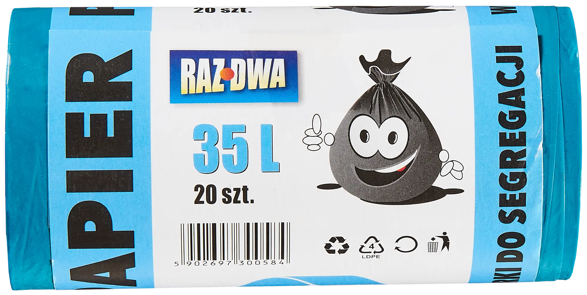 Worki na śmieci PAPIER 35 l 20 szt. niebieskie MALWO - 2