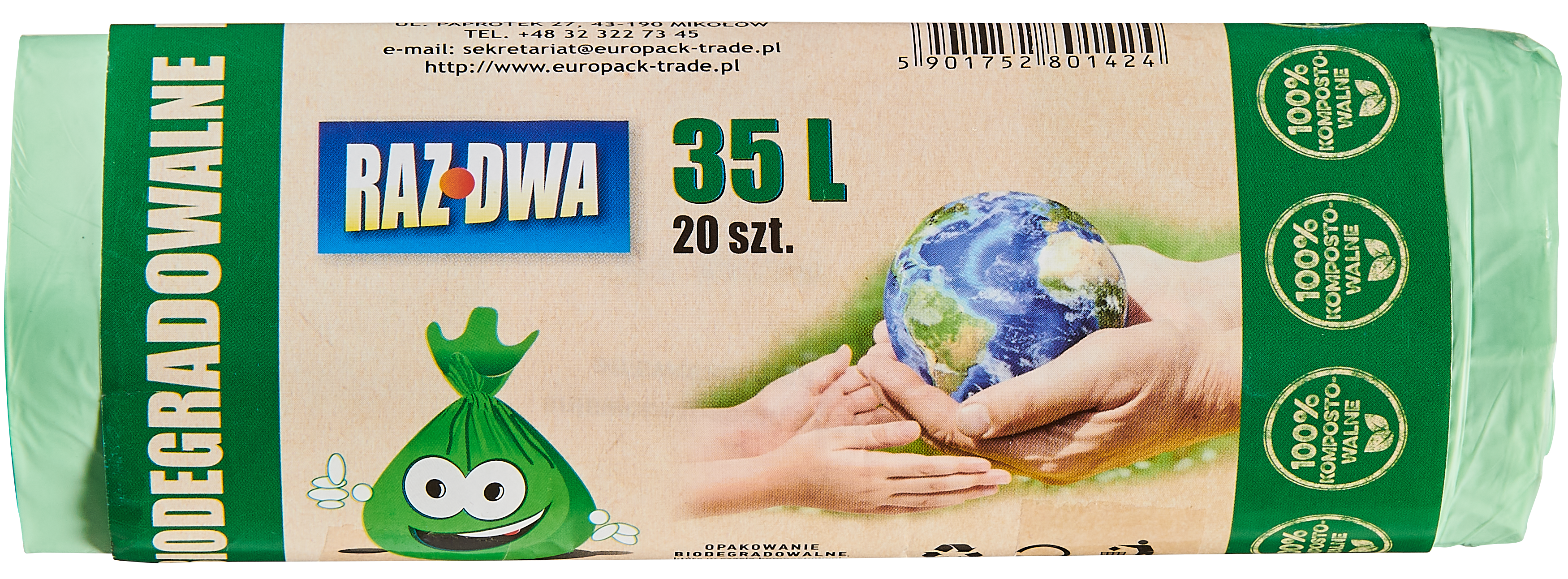 Worki na śmieci 35 l 20 szt. zielone Malwo - 2